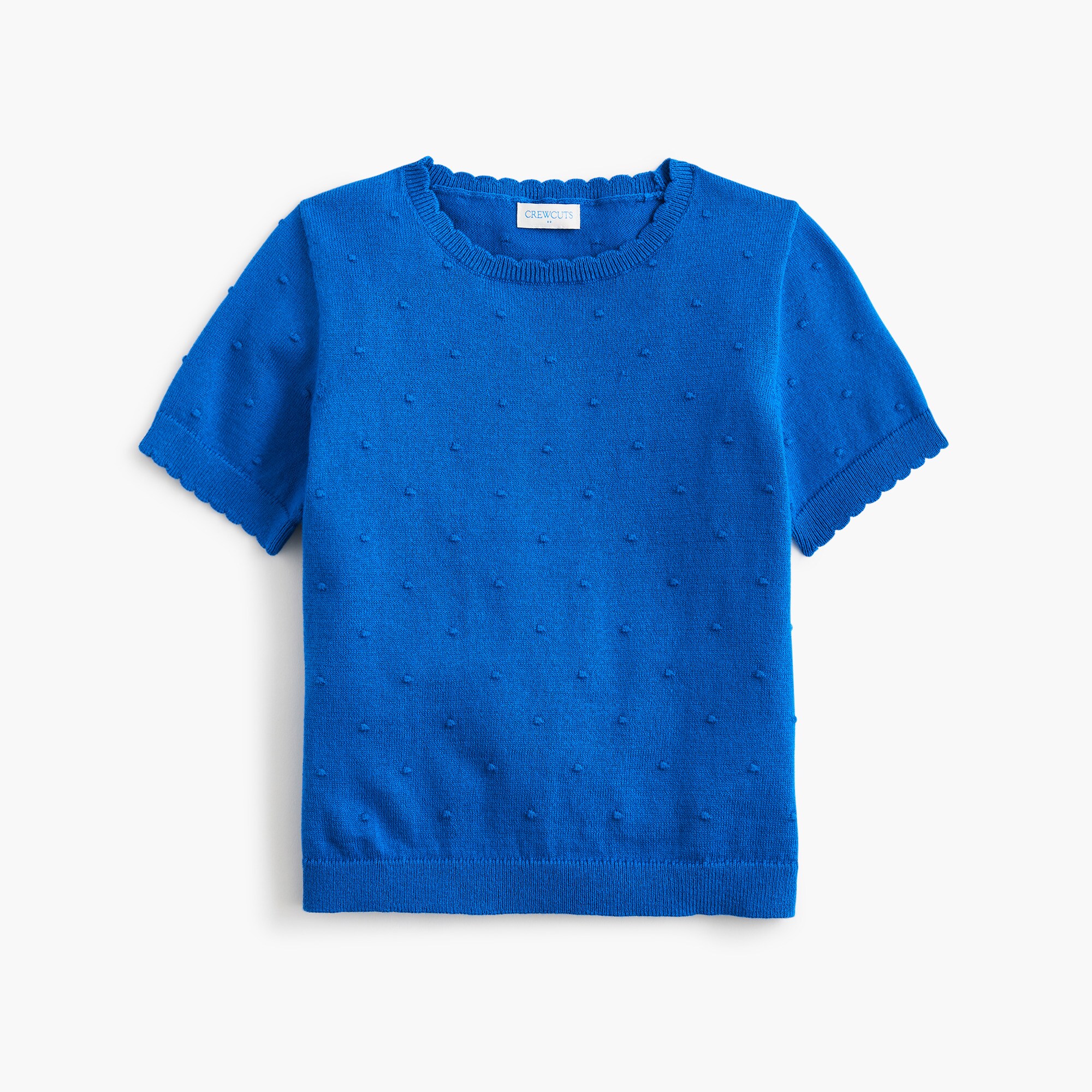  Girls' short-sleeve polka-dot textured sweater