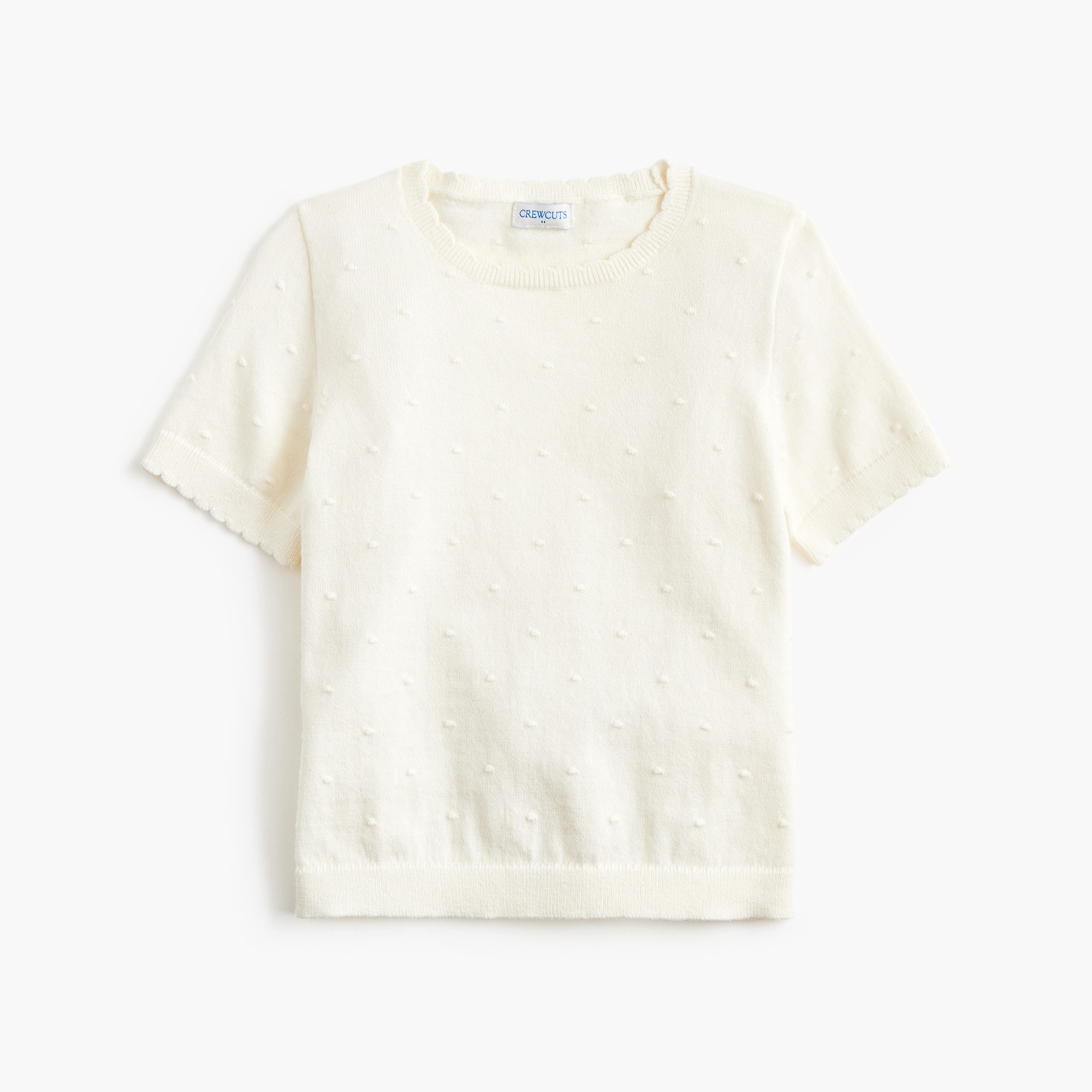  Girls' short-sleeve polka-dot textured sweater