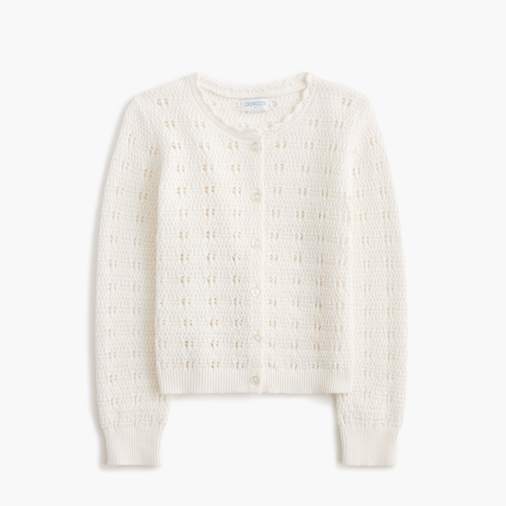  Girls' pointelle cardigan sweater