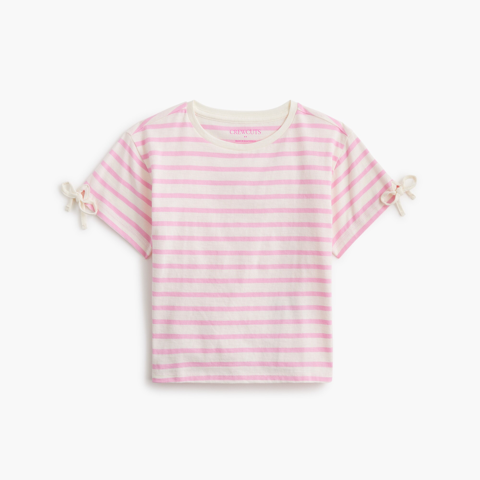  Girls' striped bow-sleeve tee