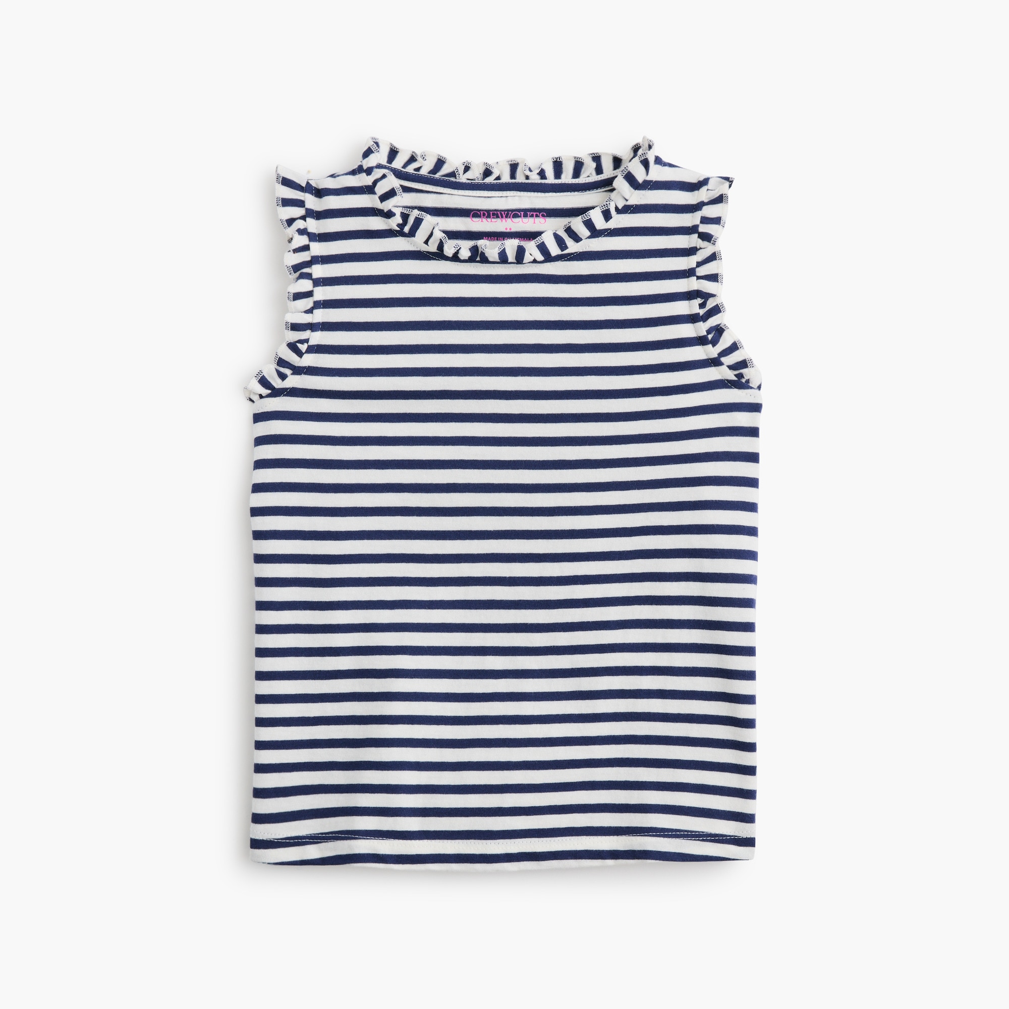 girls' striped jersey ruffle-trim tank top for girls