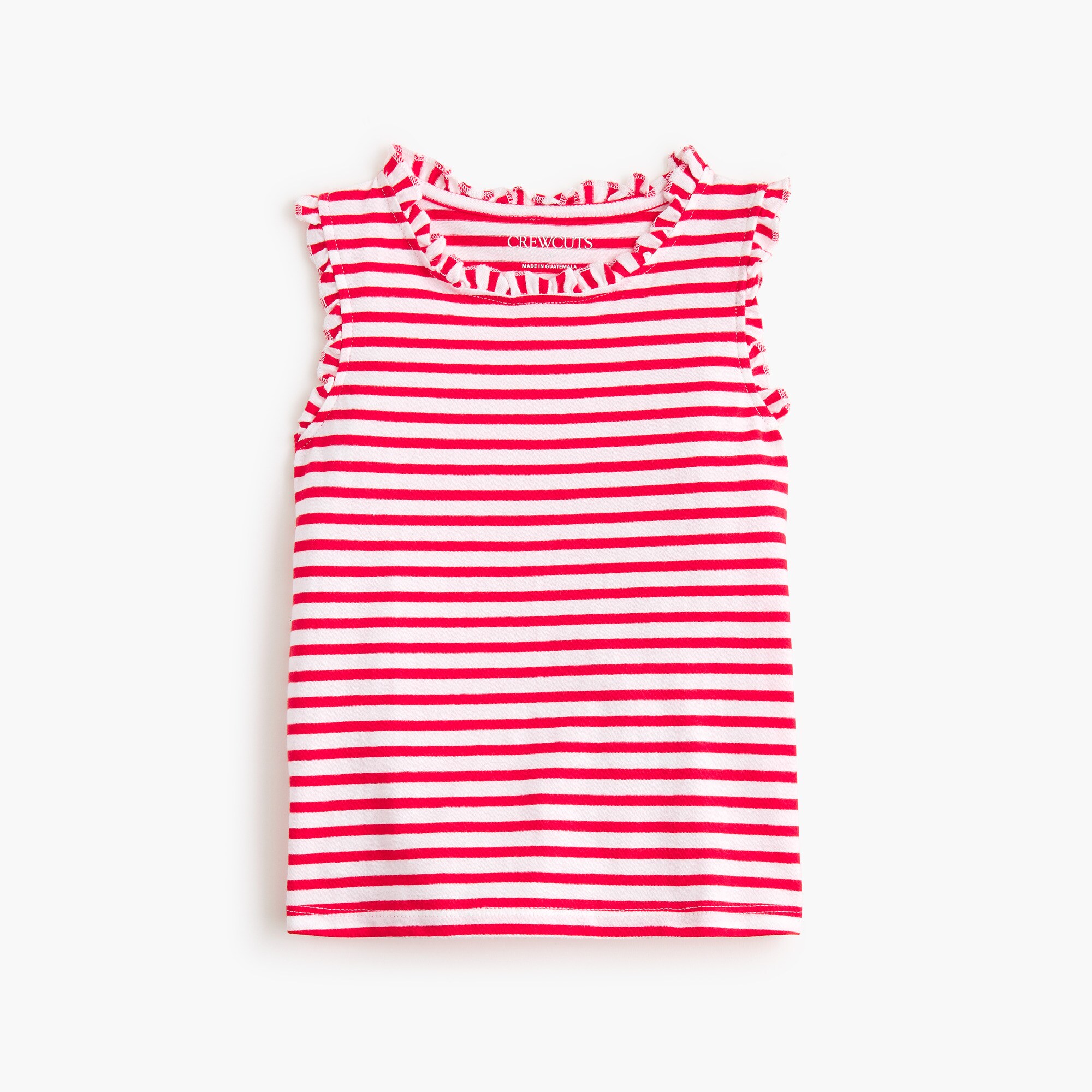 Girls' striped jersey ruffle-trim tank top