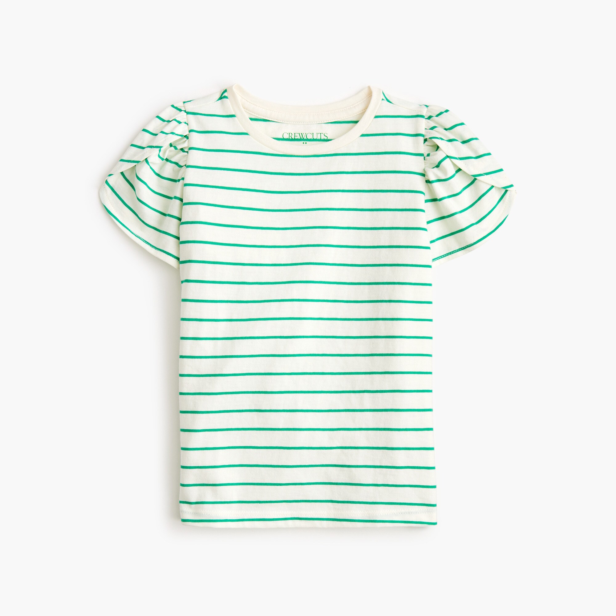 Girls' striped tulip-sleeve tee