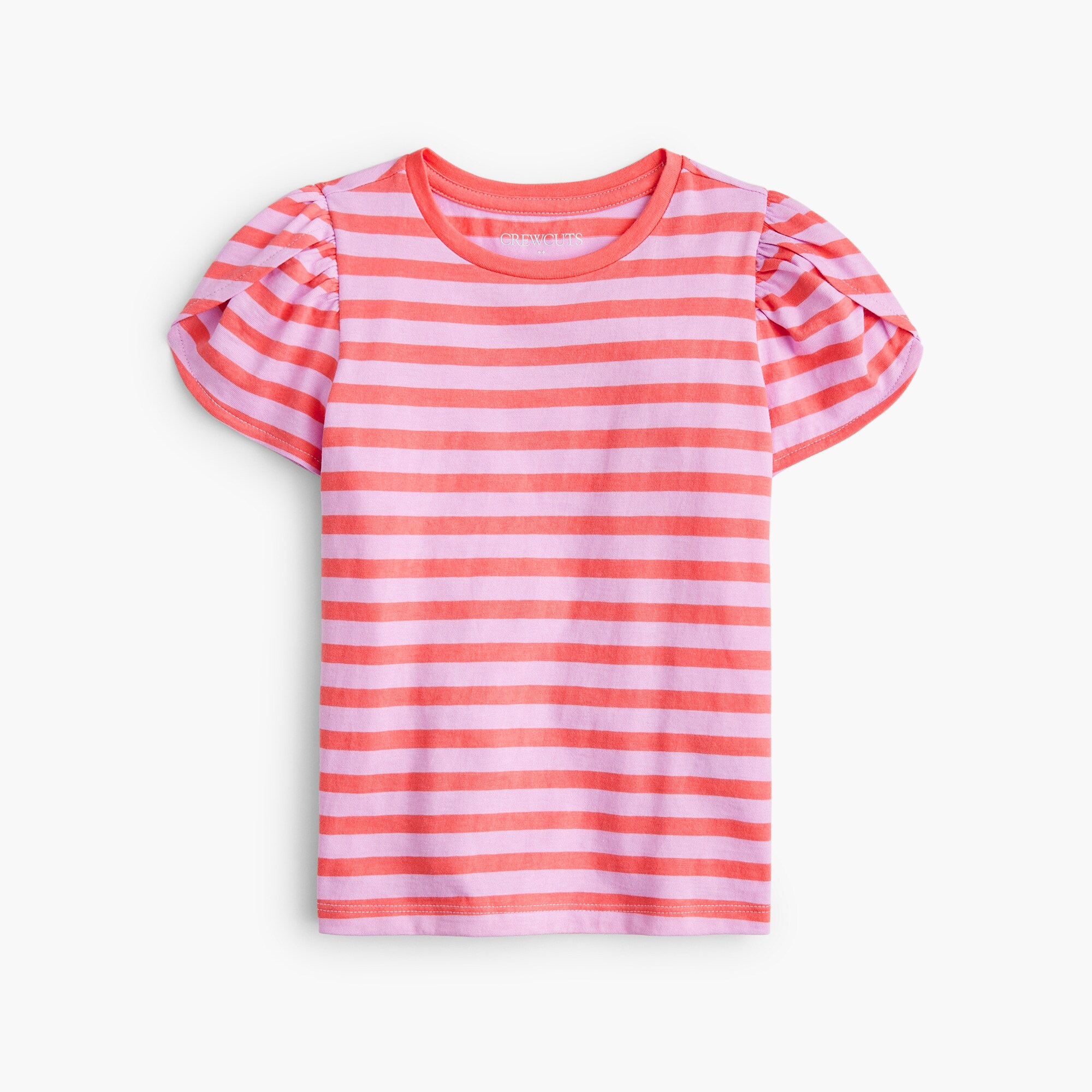 Girls' striped tulip-sleeve tee