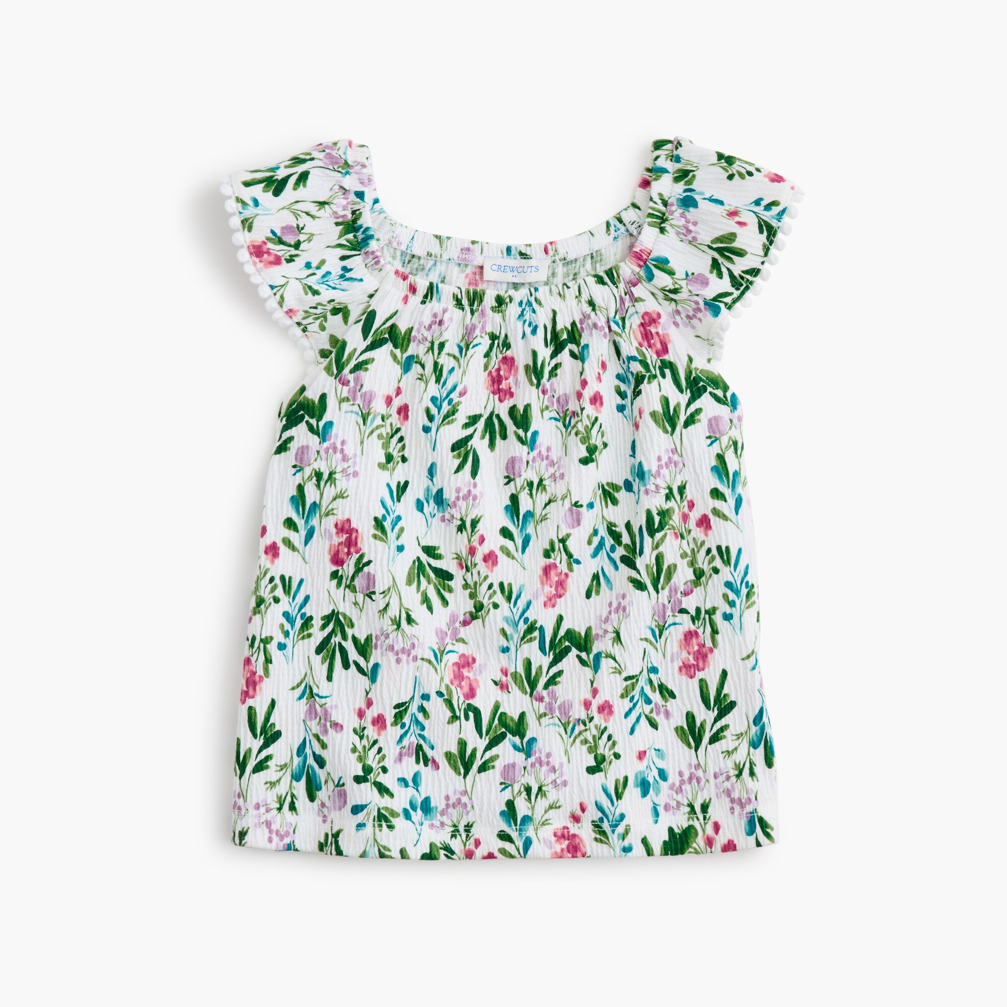  Girls' floral crinkle-knit tank top