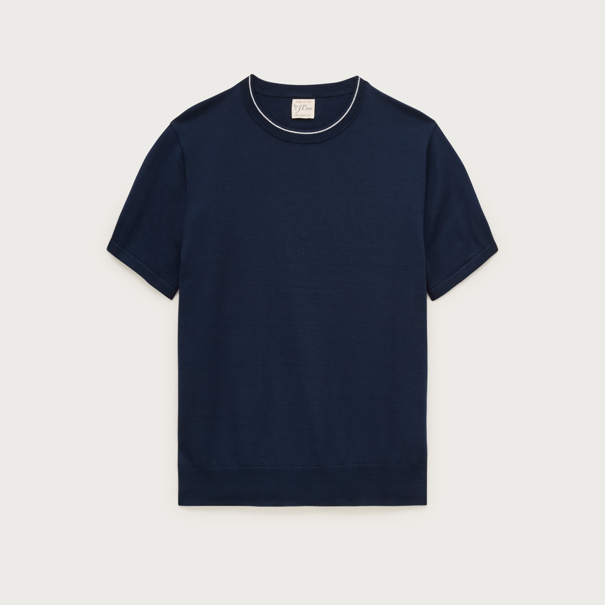 Short-sleeve tipped crewneck sweater in Pima cotton from J.Crew - $109