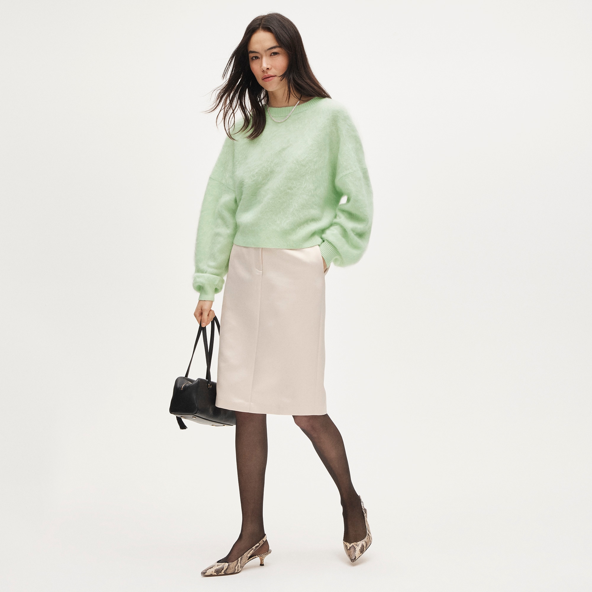 Brushed cashmere blouson-sleeve sweater - image 3