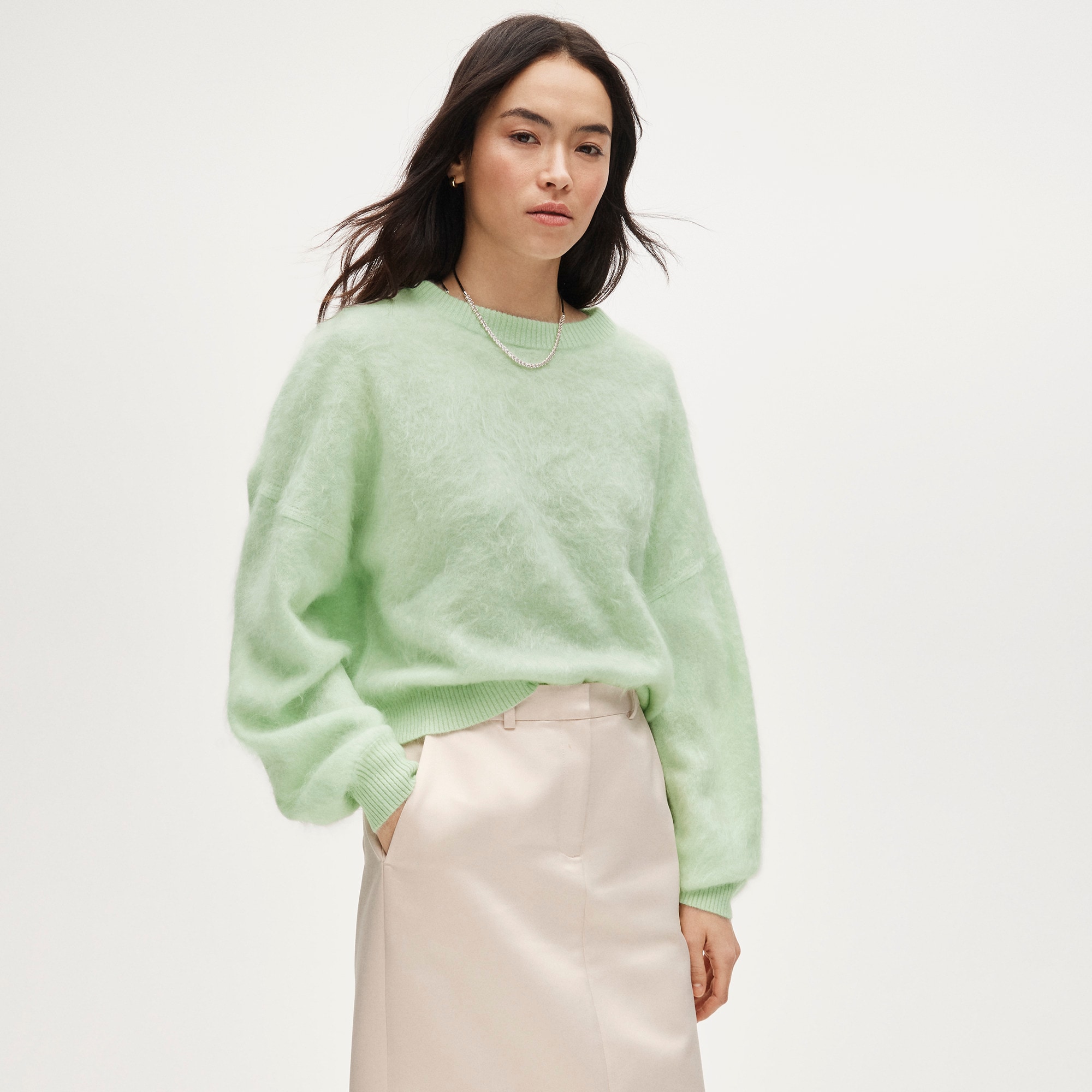 Brushed cashmere blouson-sleeve sweater - image 2