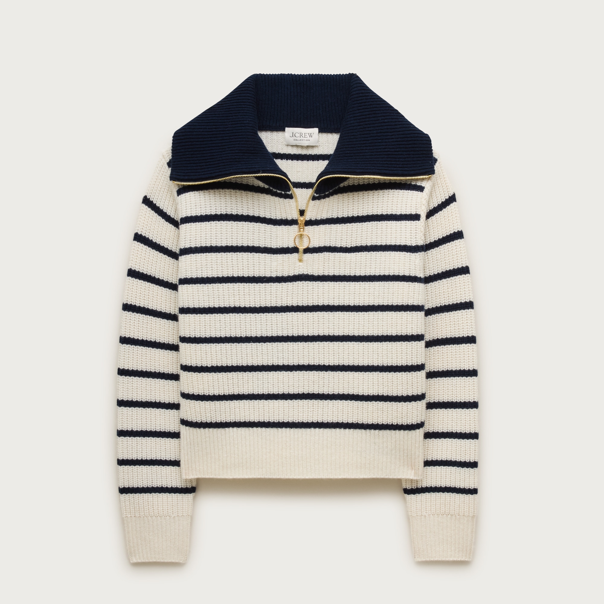 Cashmere quarter-zip sweater in mariner stripe