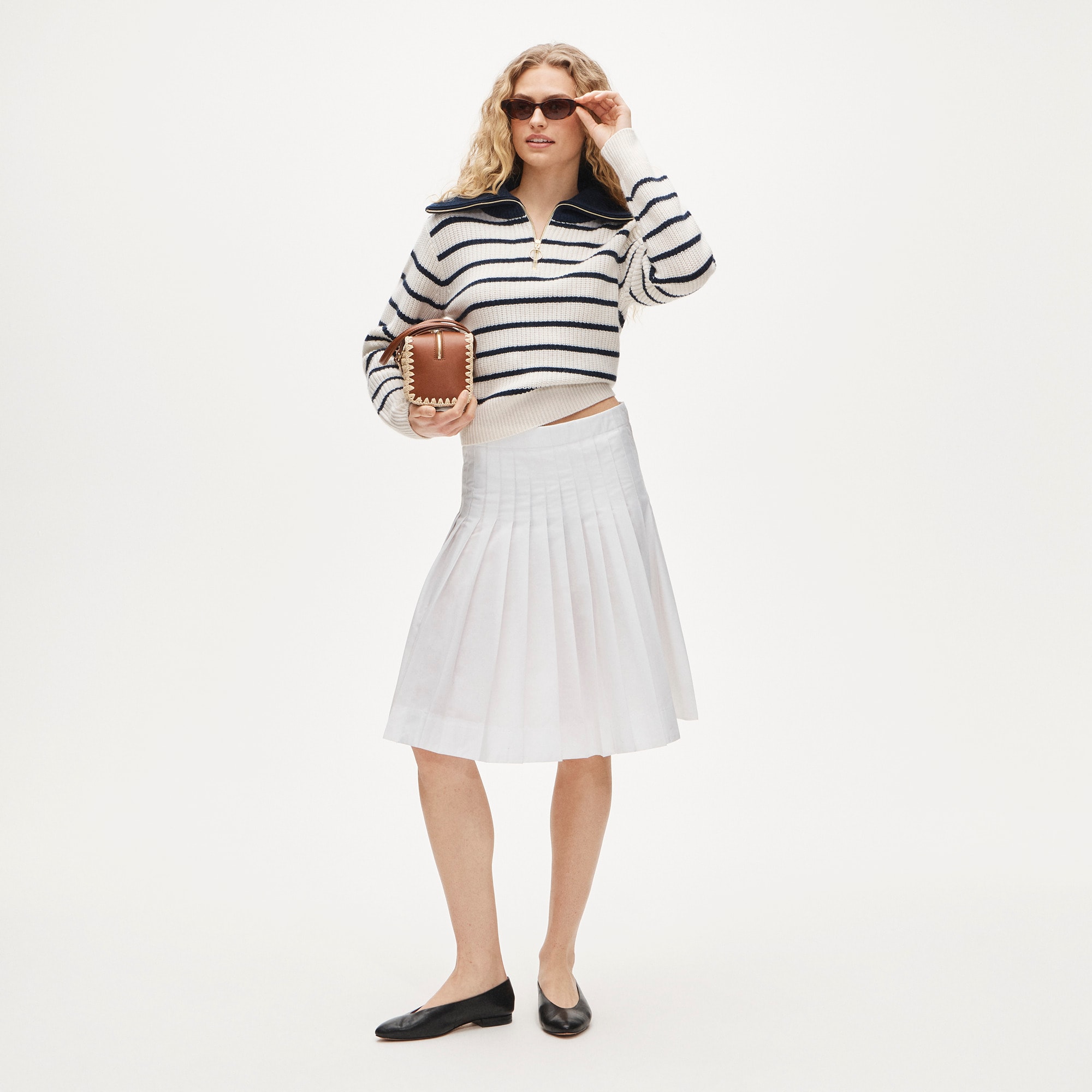 Cashmere quarter-zip sweater in mariner stripe