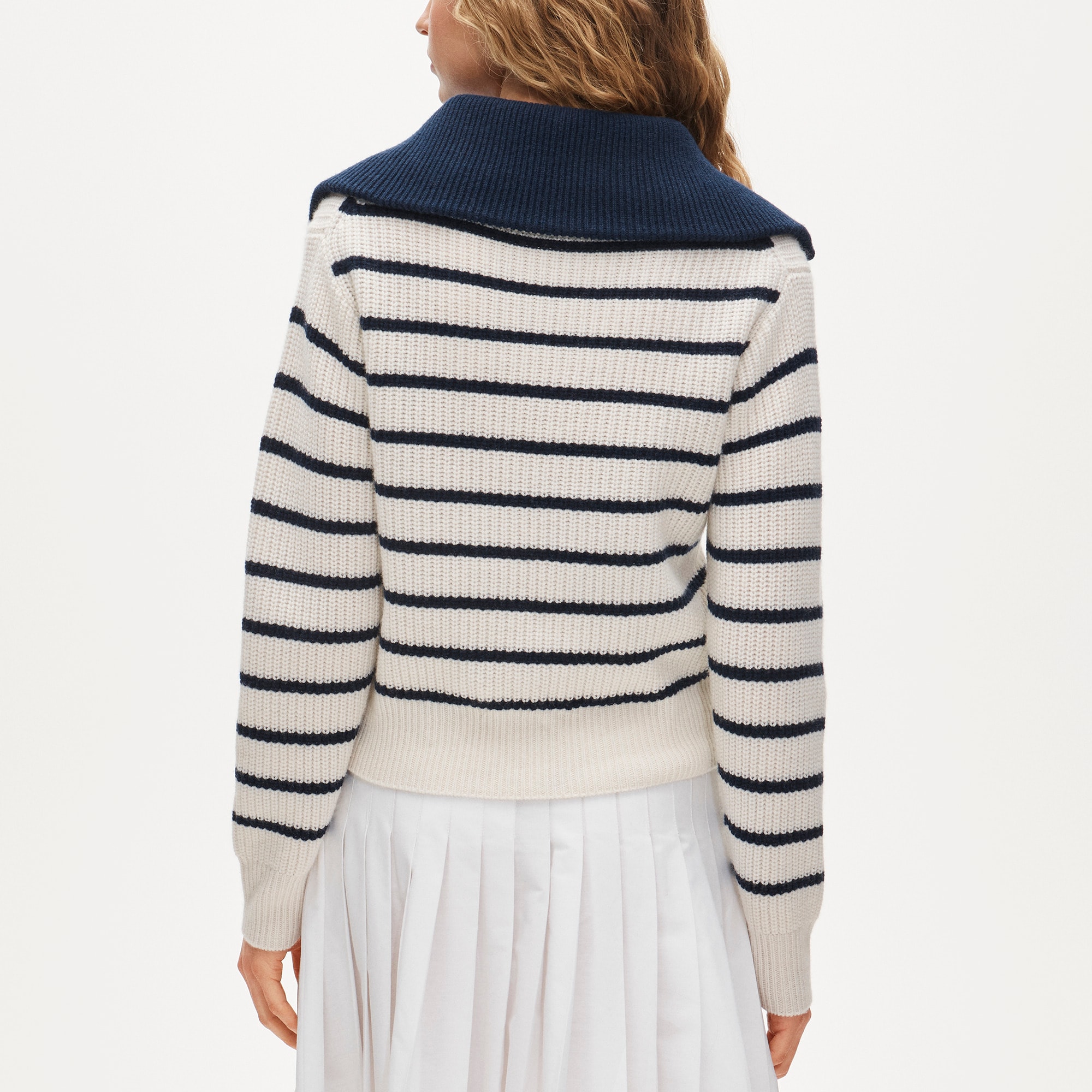 Cashmere quarter-zip sweater in mariner stripe - image 5