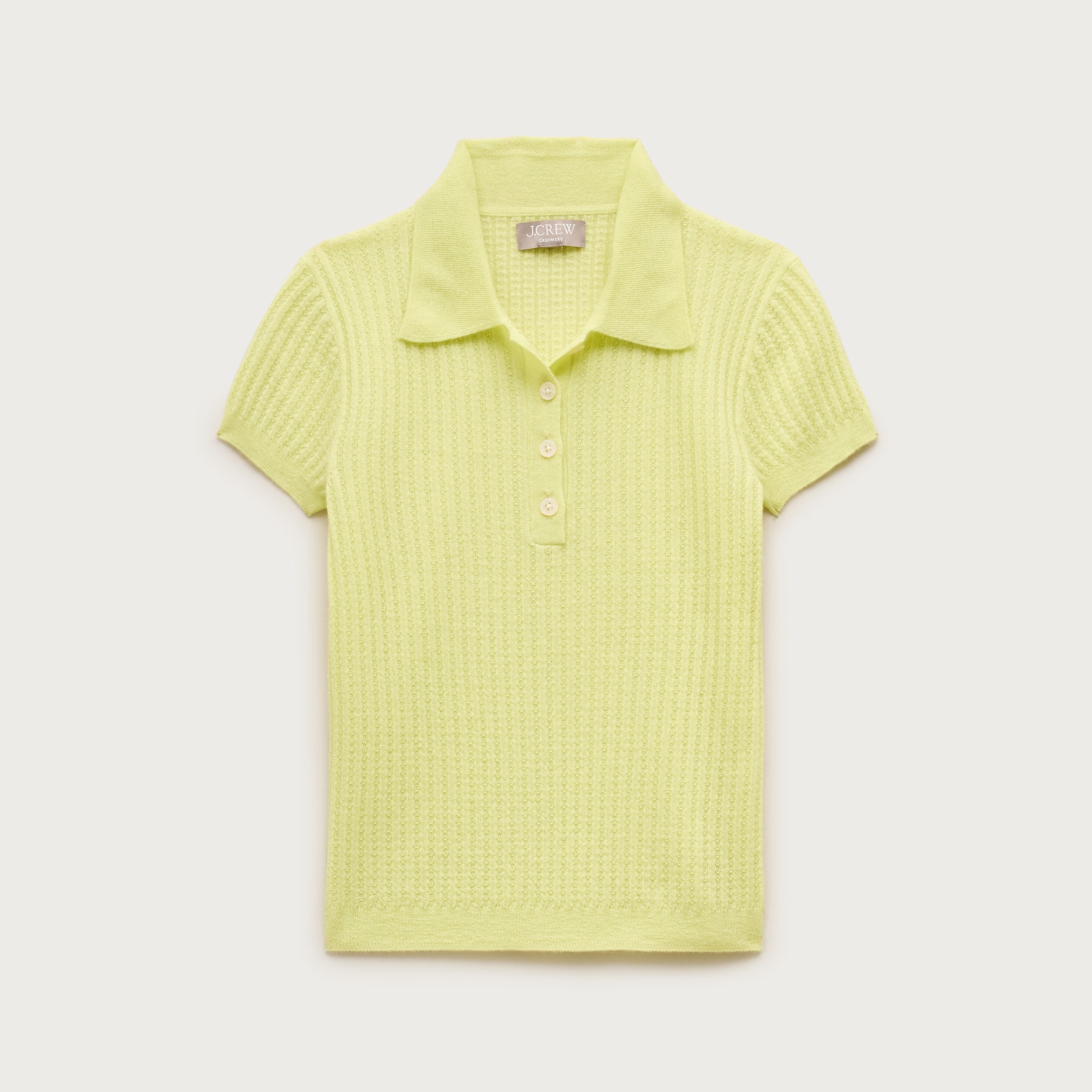Featherweight ribbed cashmere short-sleeve sweater-polo