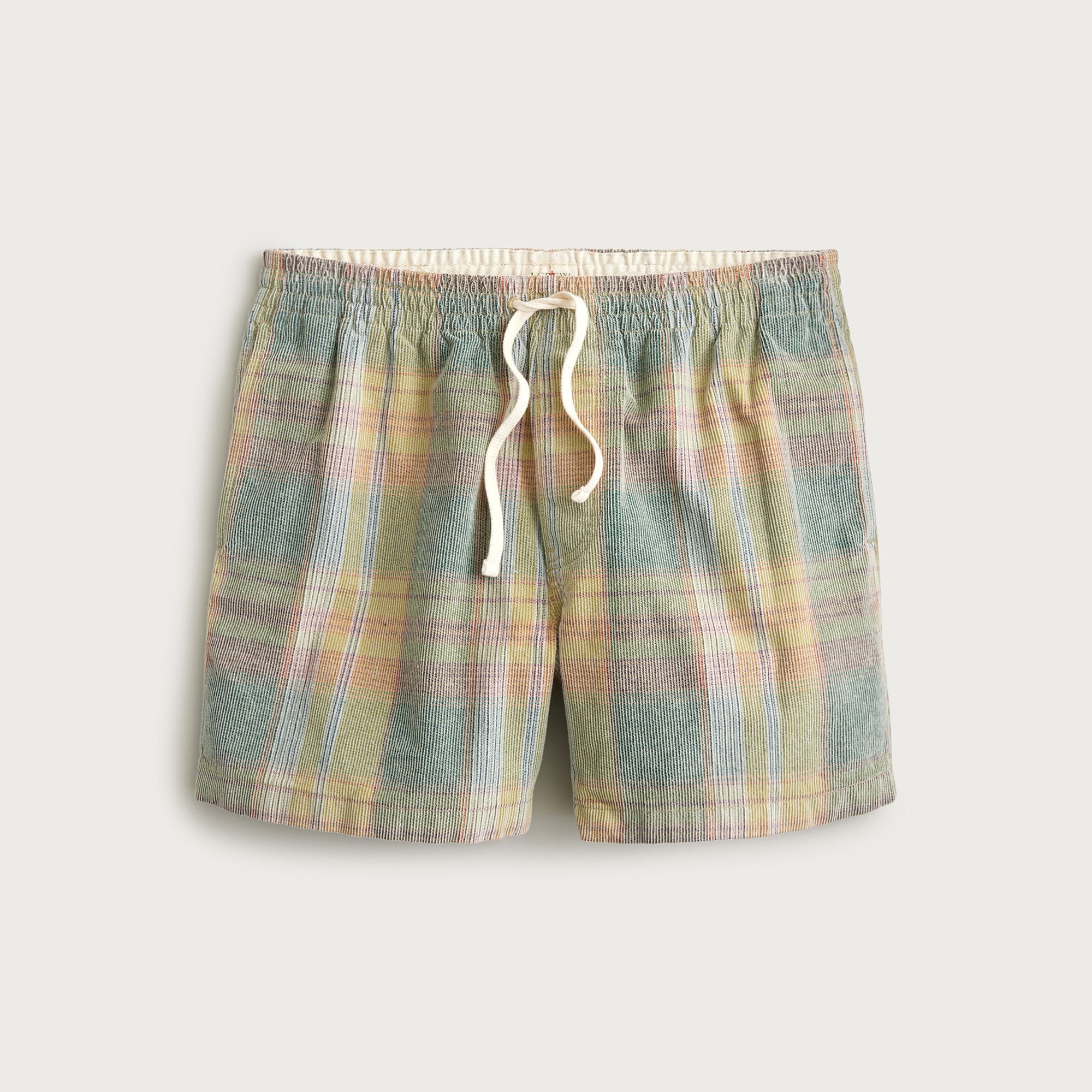 5" everyday drawstring short in plaid corduroy