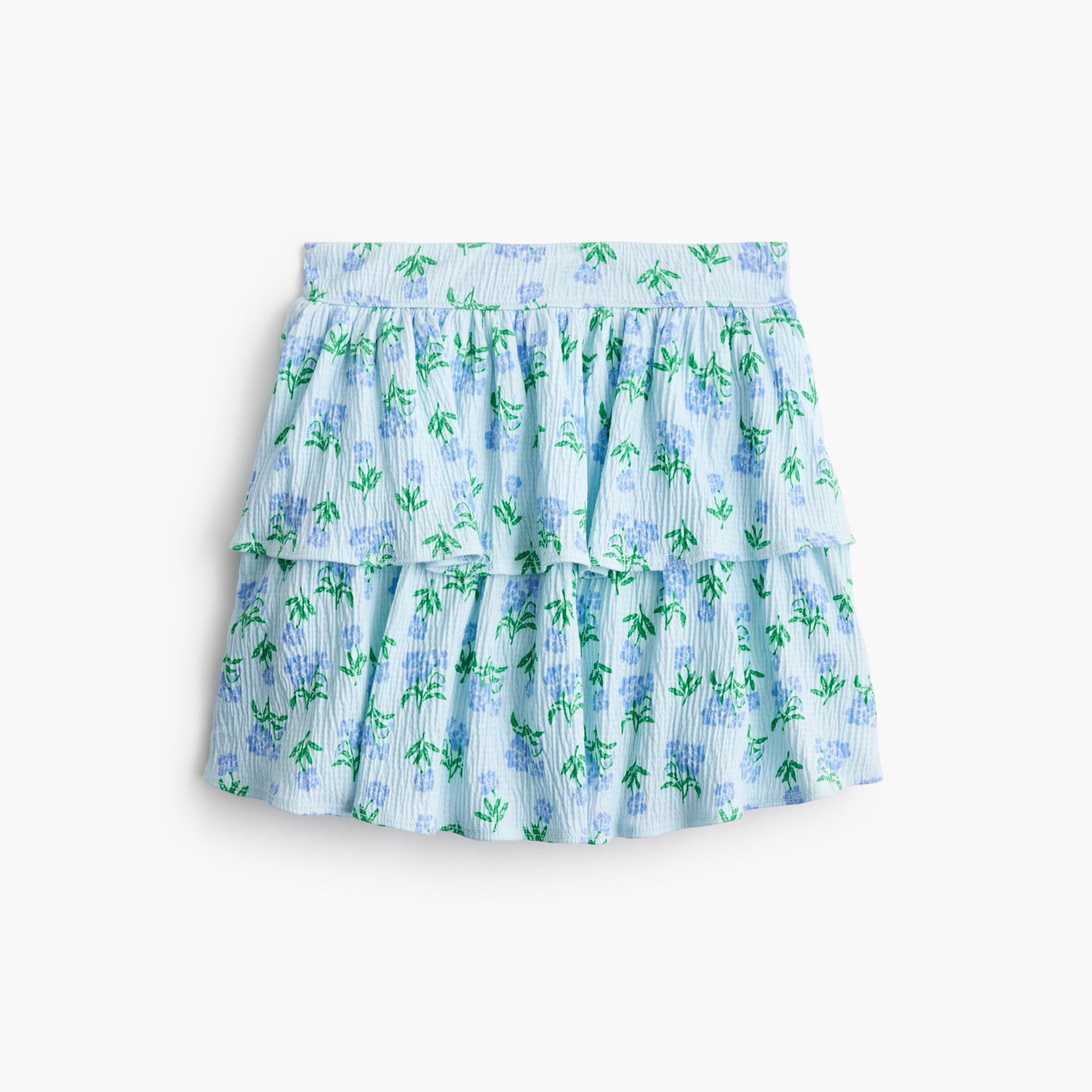 Girls' floral crinkle-knit skort