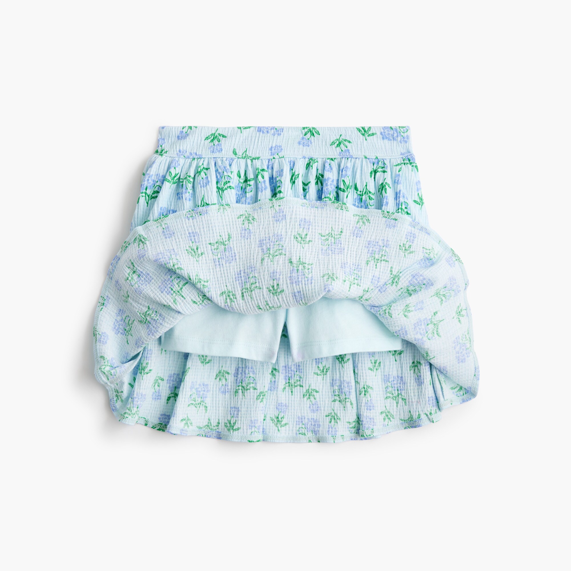 Girls' floral crinkle-knit skort
