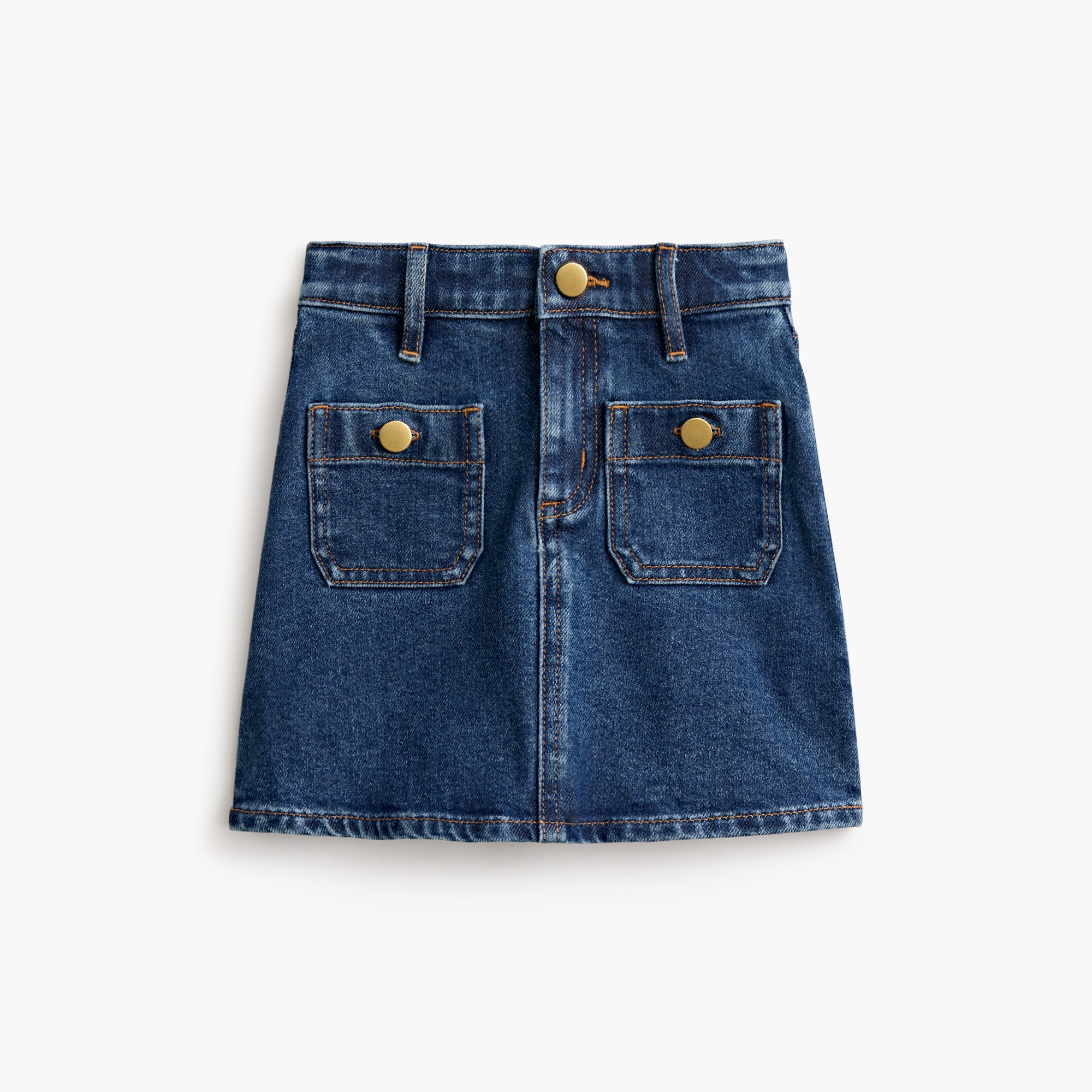 Girls' denim patch-pocket sailor skirt