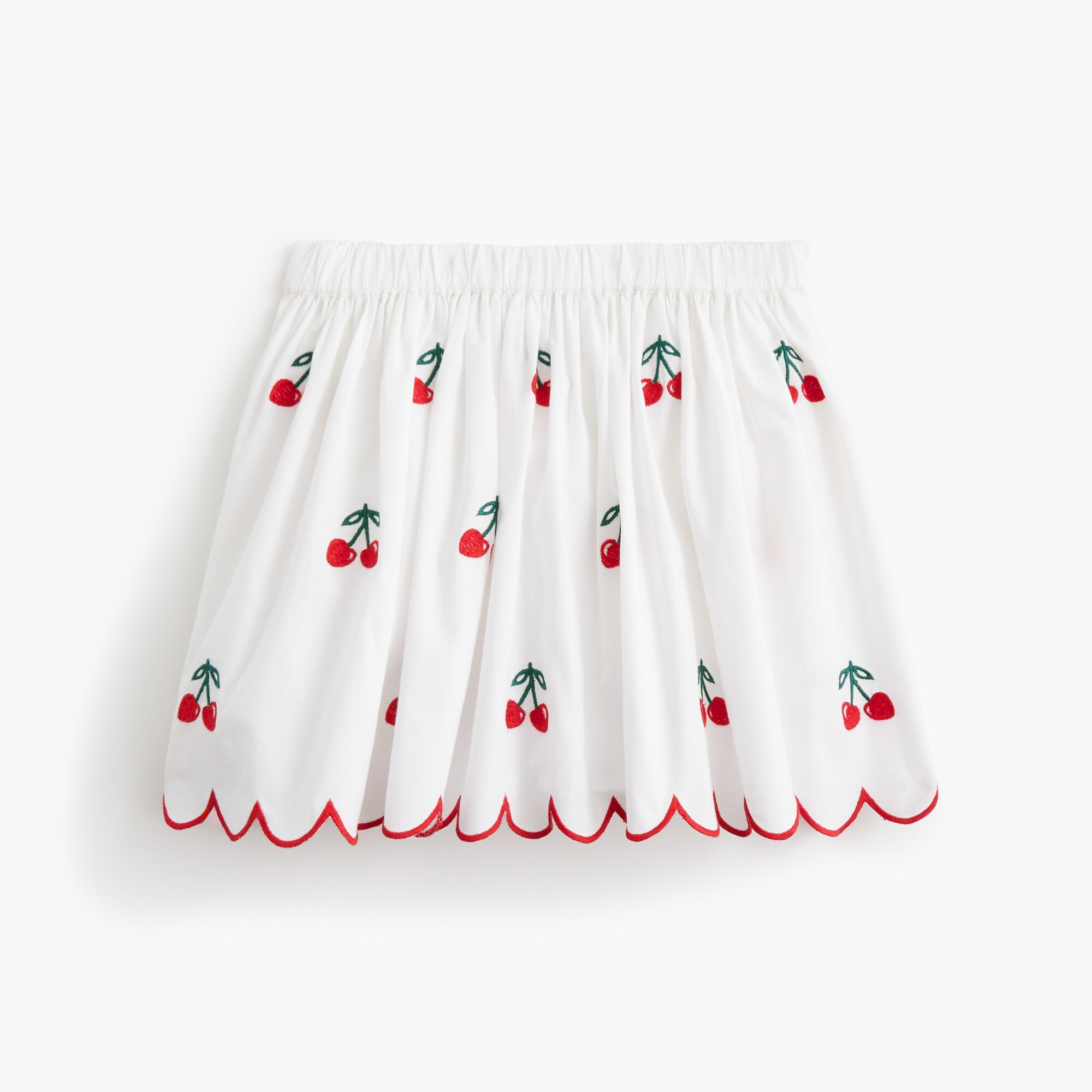 girls' embroidered cherry scallop-hem skirt for girls
