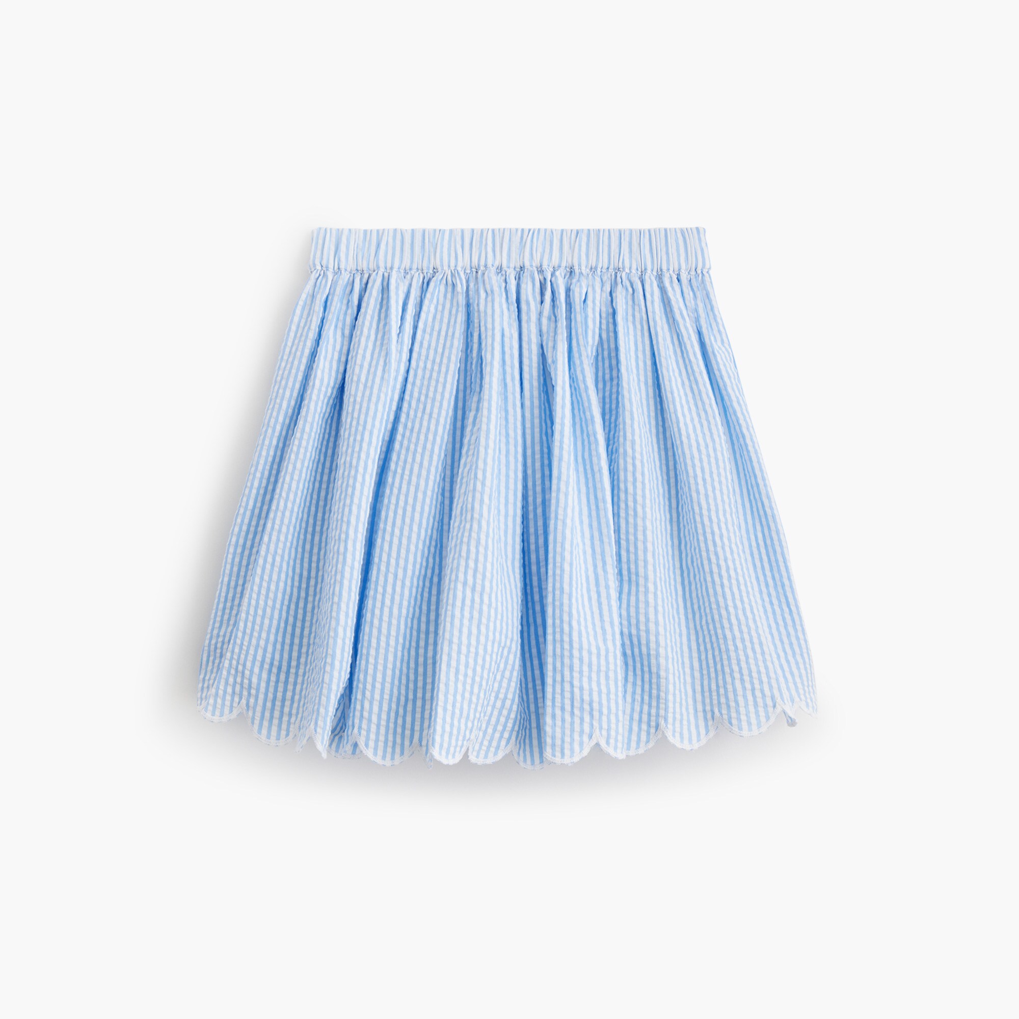  Girls' scallop-hem seersucker skirt