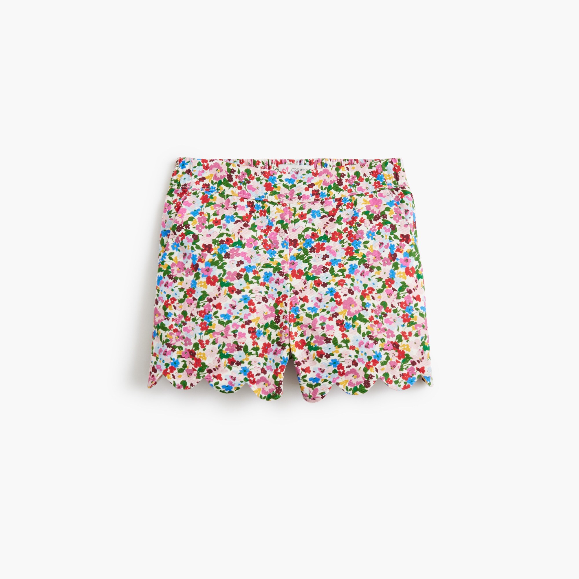  Girls' scallop-hem floral garden short