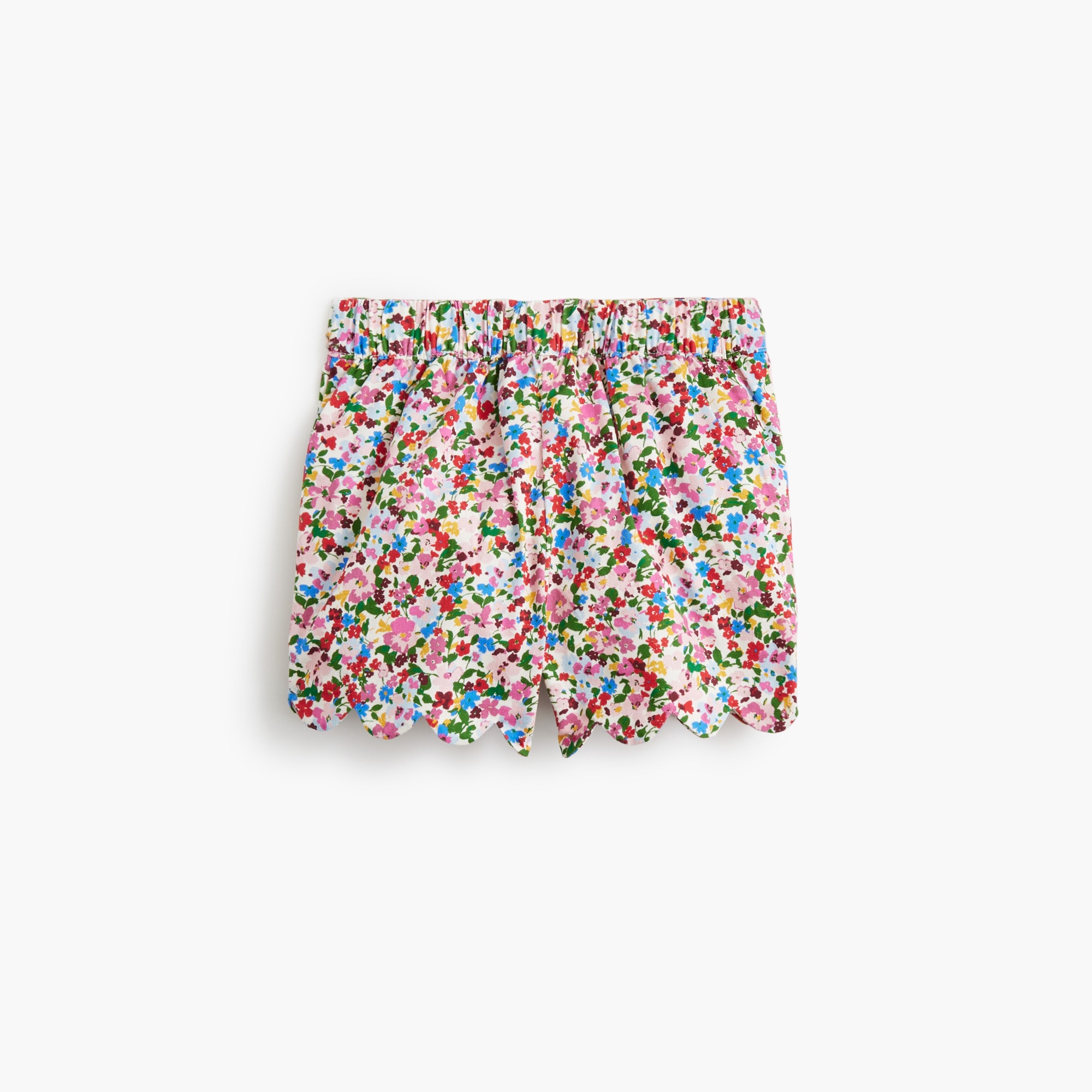 Girls' scallop-hem floral garden short