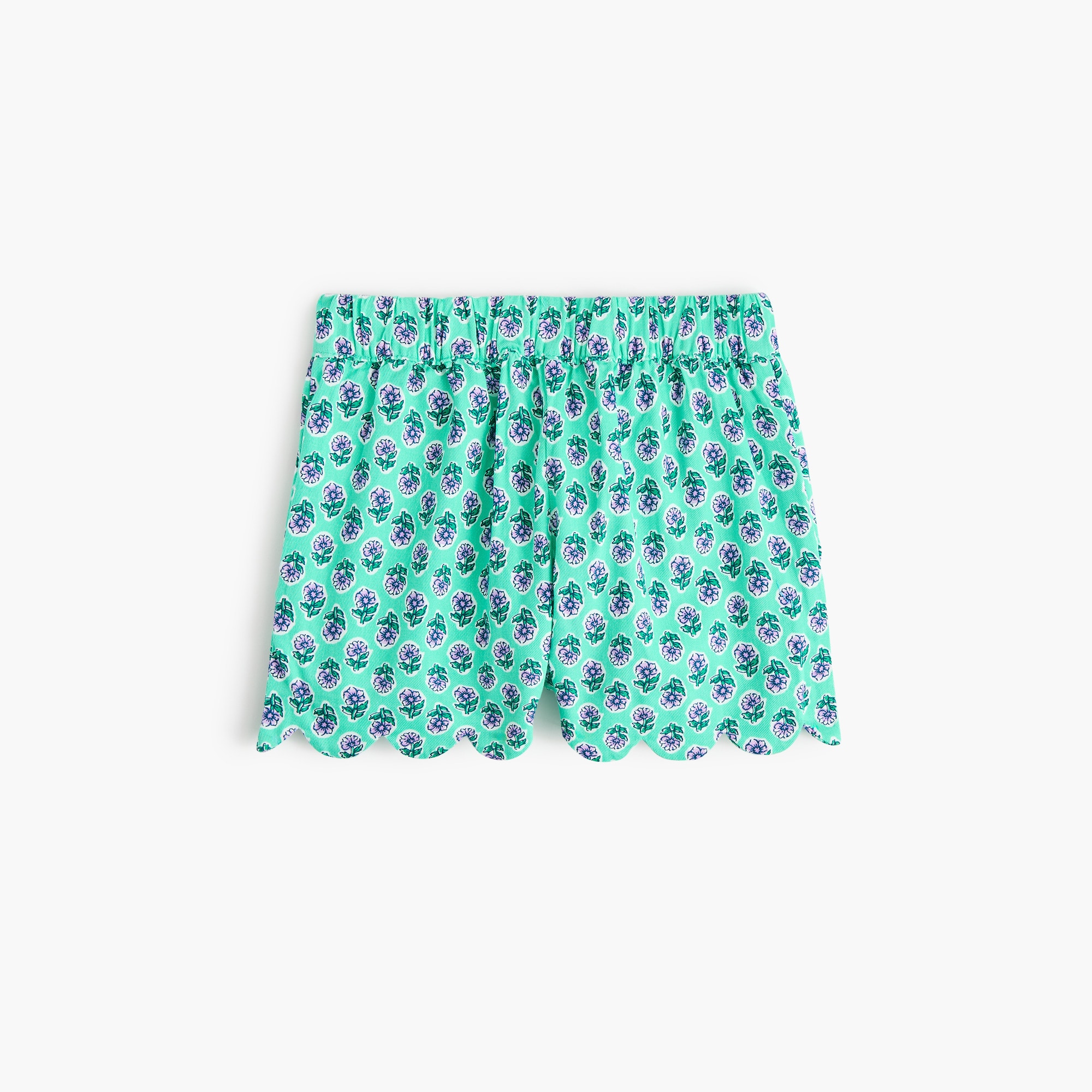 Girls' block-print scallop-hem short