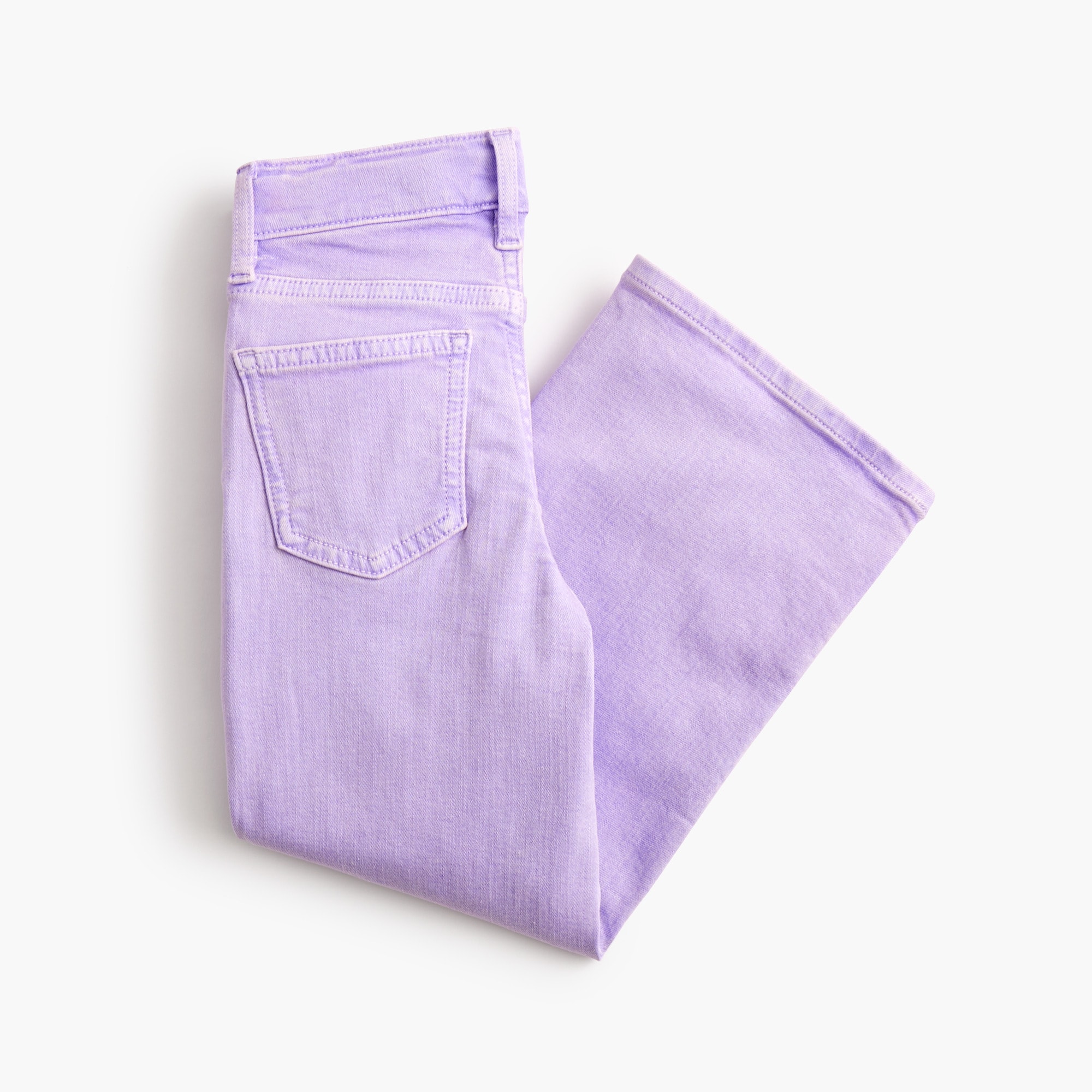 Girls' garment-dyed flower button wide-leg jean