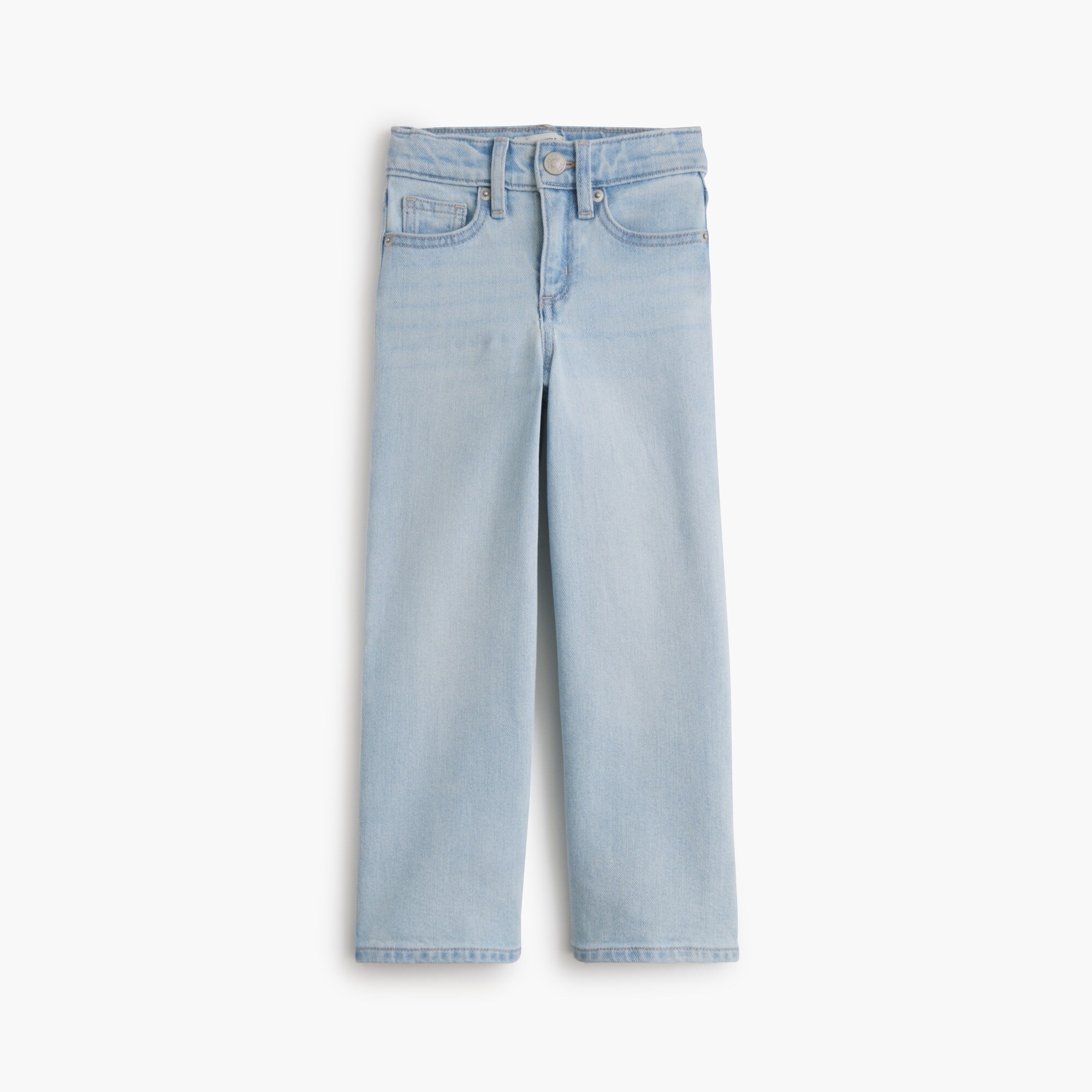Girls' light wash wide-leg jean