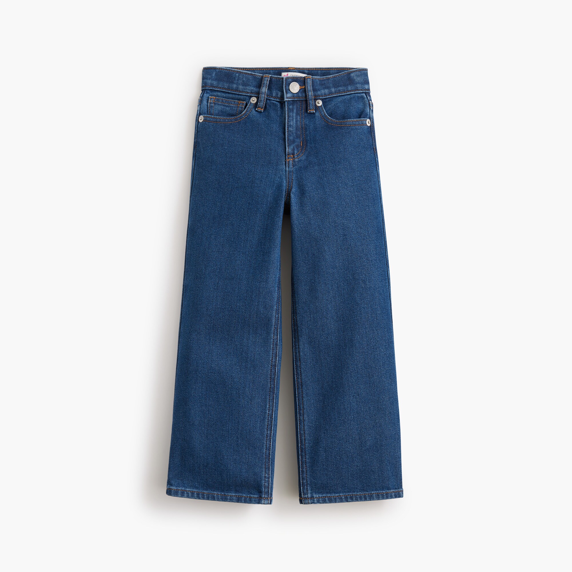Girls' cherry-embroidered pocket wide-leg jean