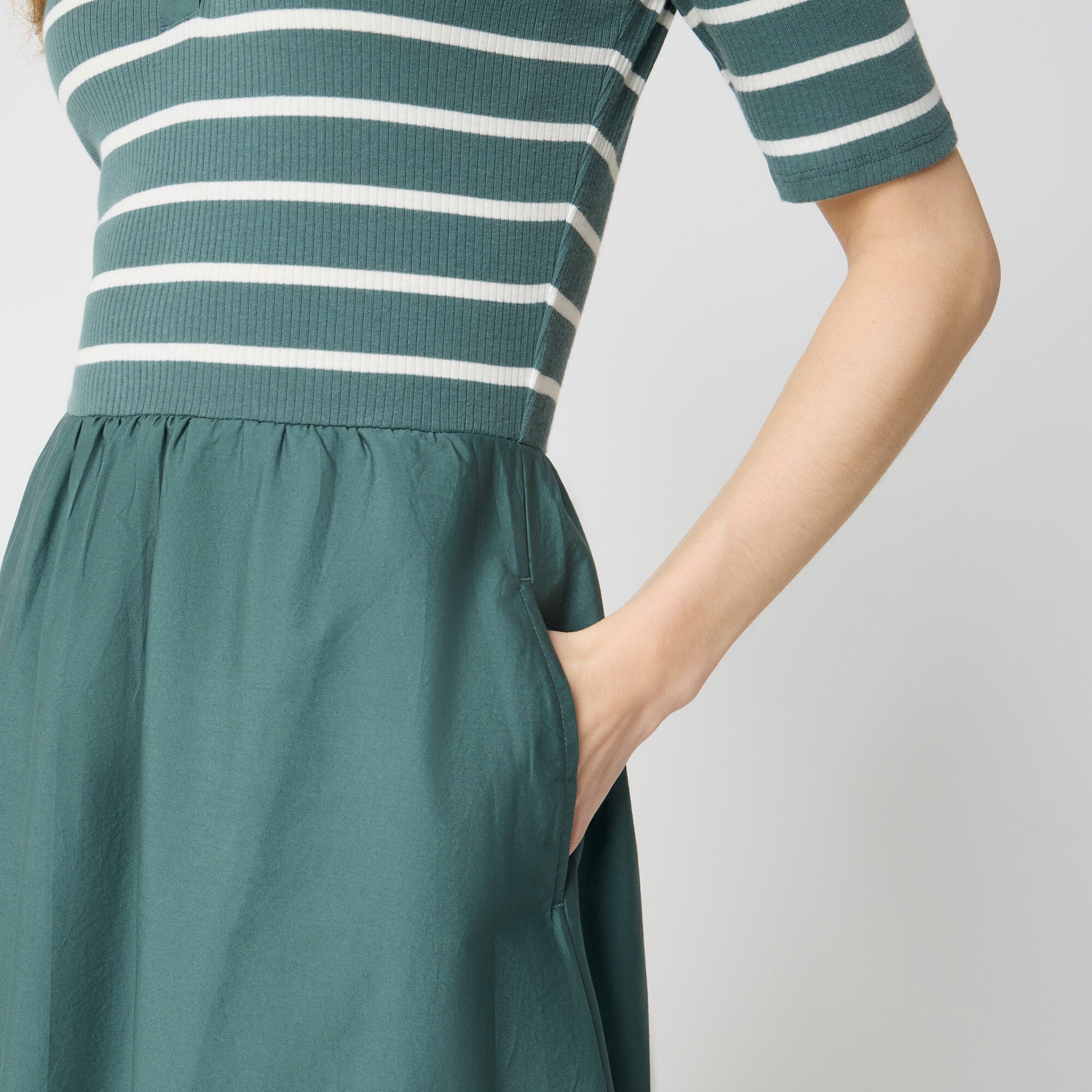 Tall striped collared knit dress