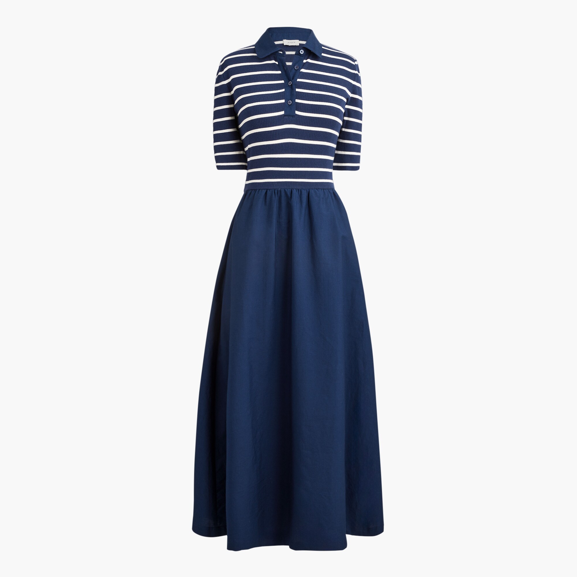 Striped collared knit dress