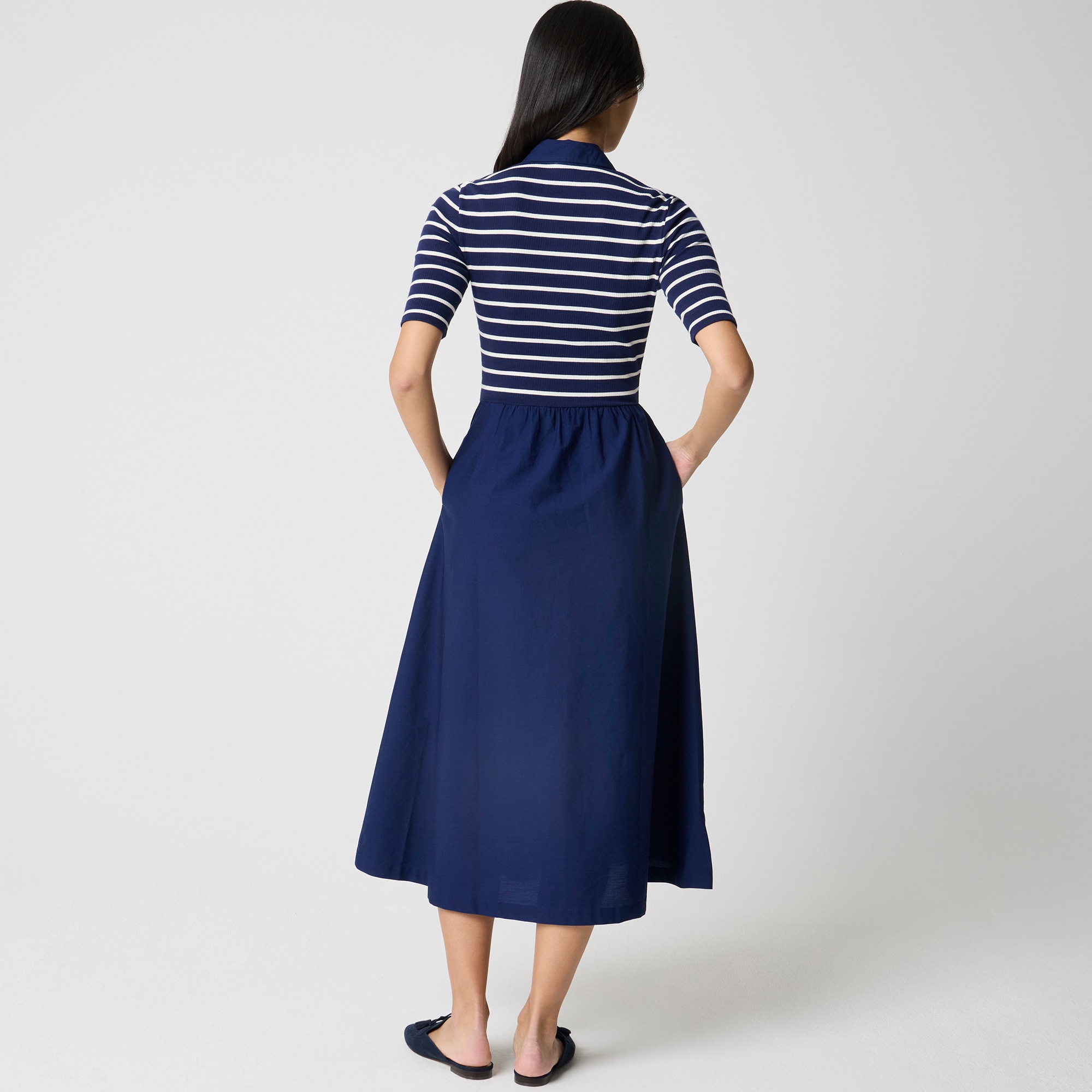 Striped collared knit dress