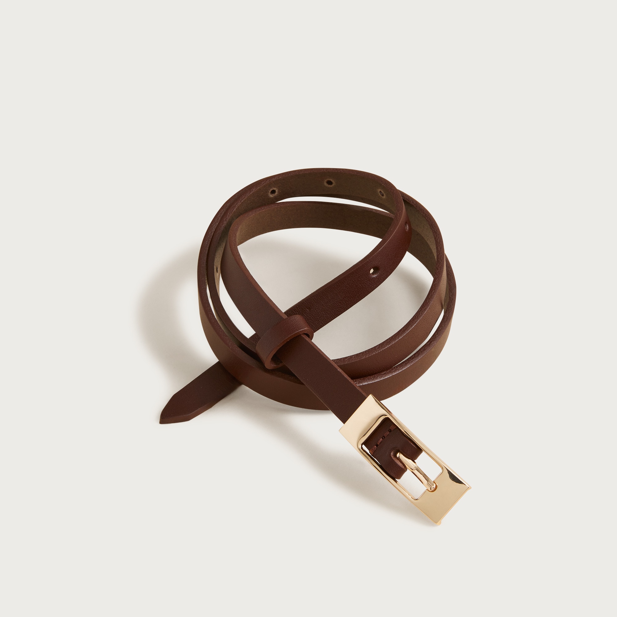 skinny italian leather belt for women