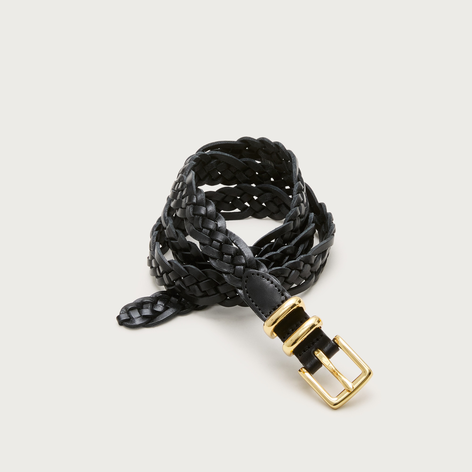 Skinny braided belt in Italian leather
