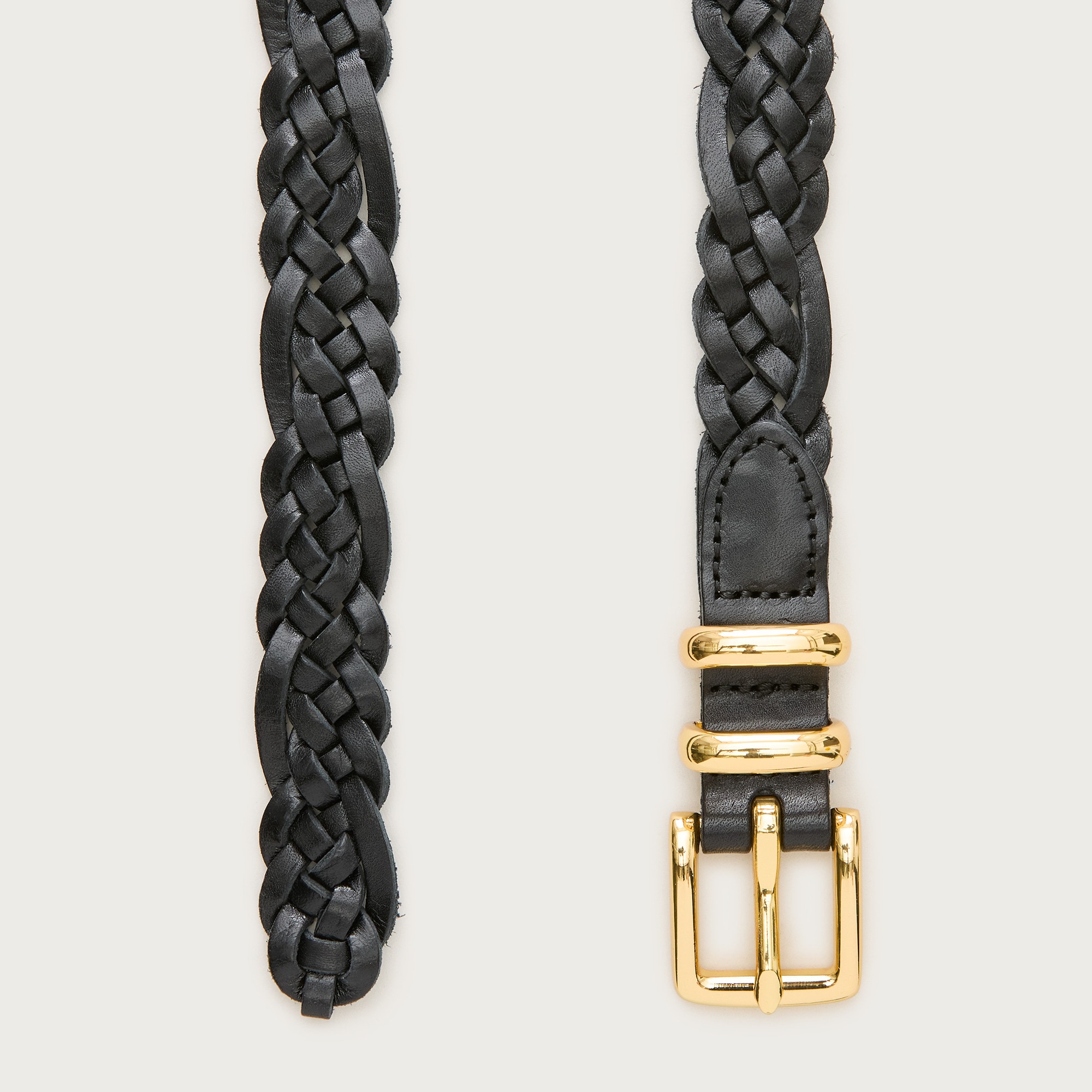 Skinny braided belt in Italian leather