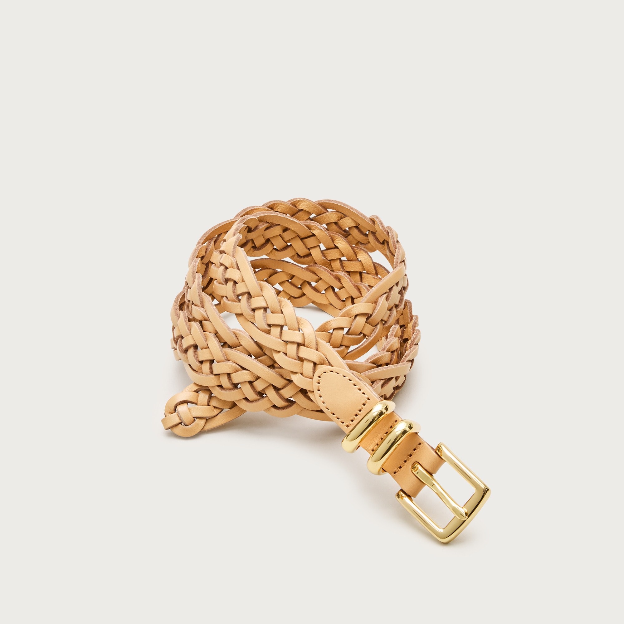 skinny braided belt in italian leather for women
