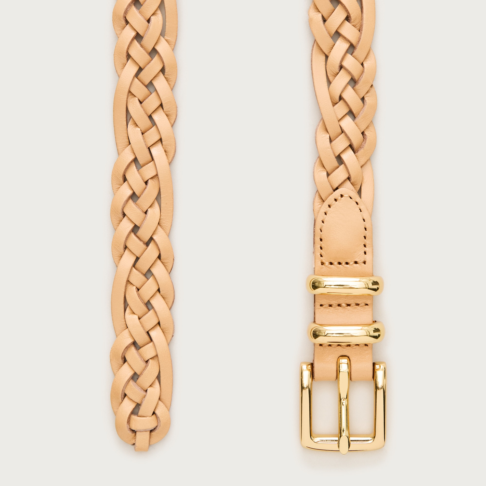 Skinny braided belt in Italian leather