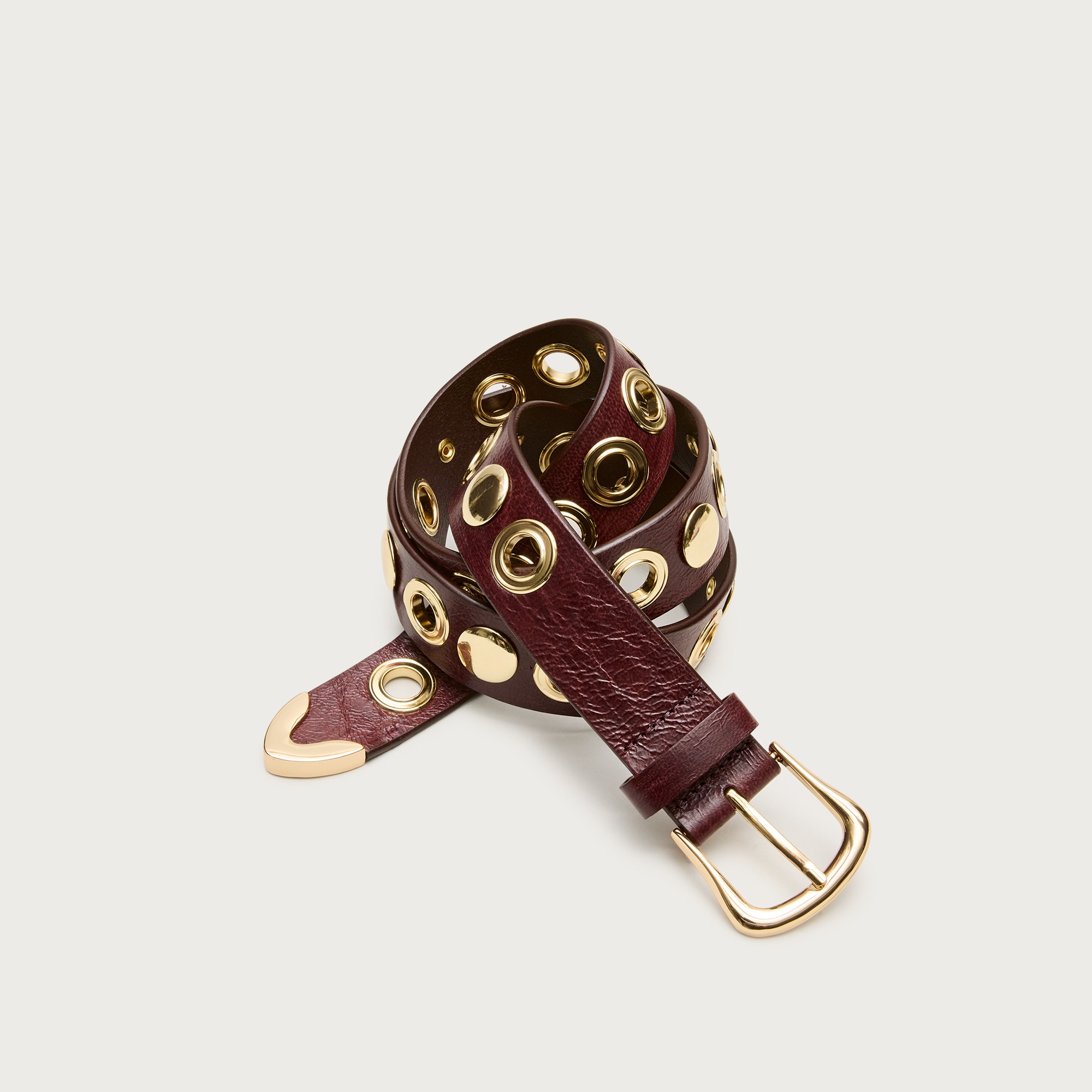 Grommet belt in Italian leather