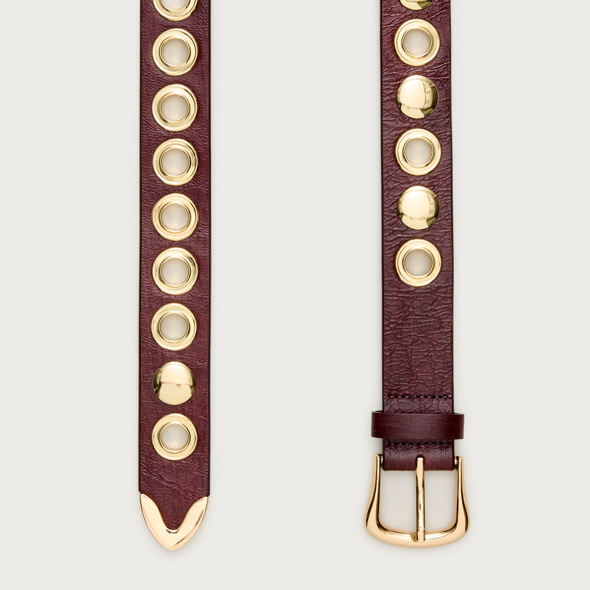 Grommet belt in Italian leather