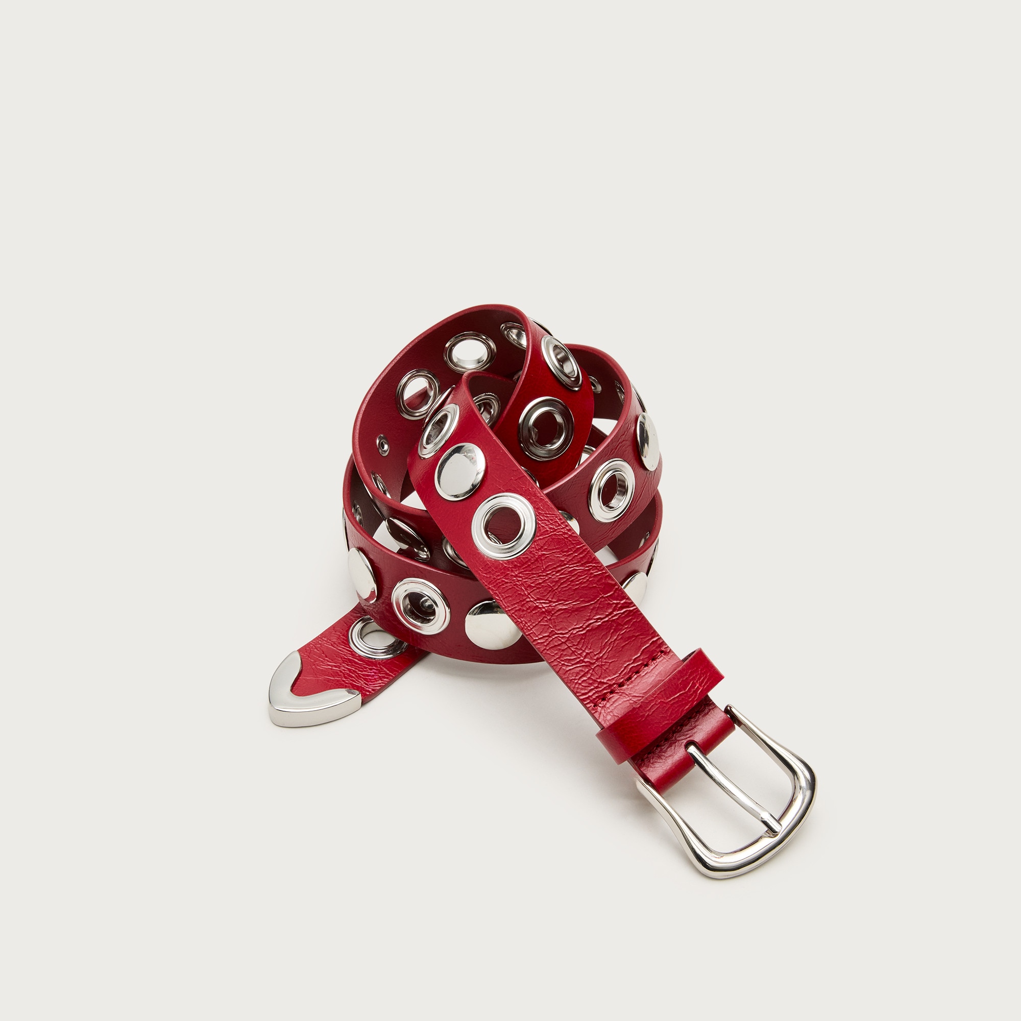 Grommet belt in Italian leather