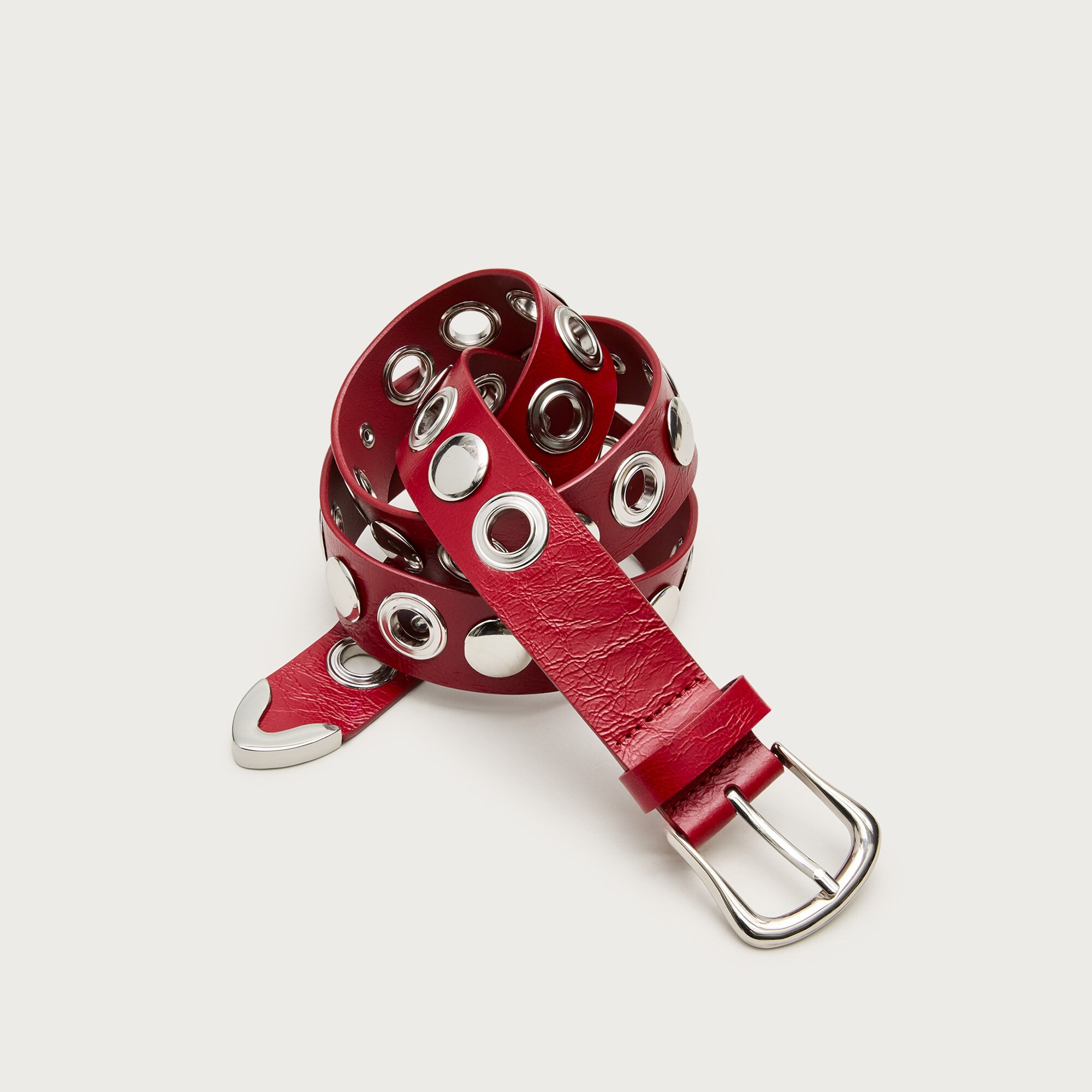 Grommet belt in Italian leather
