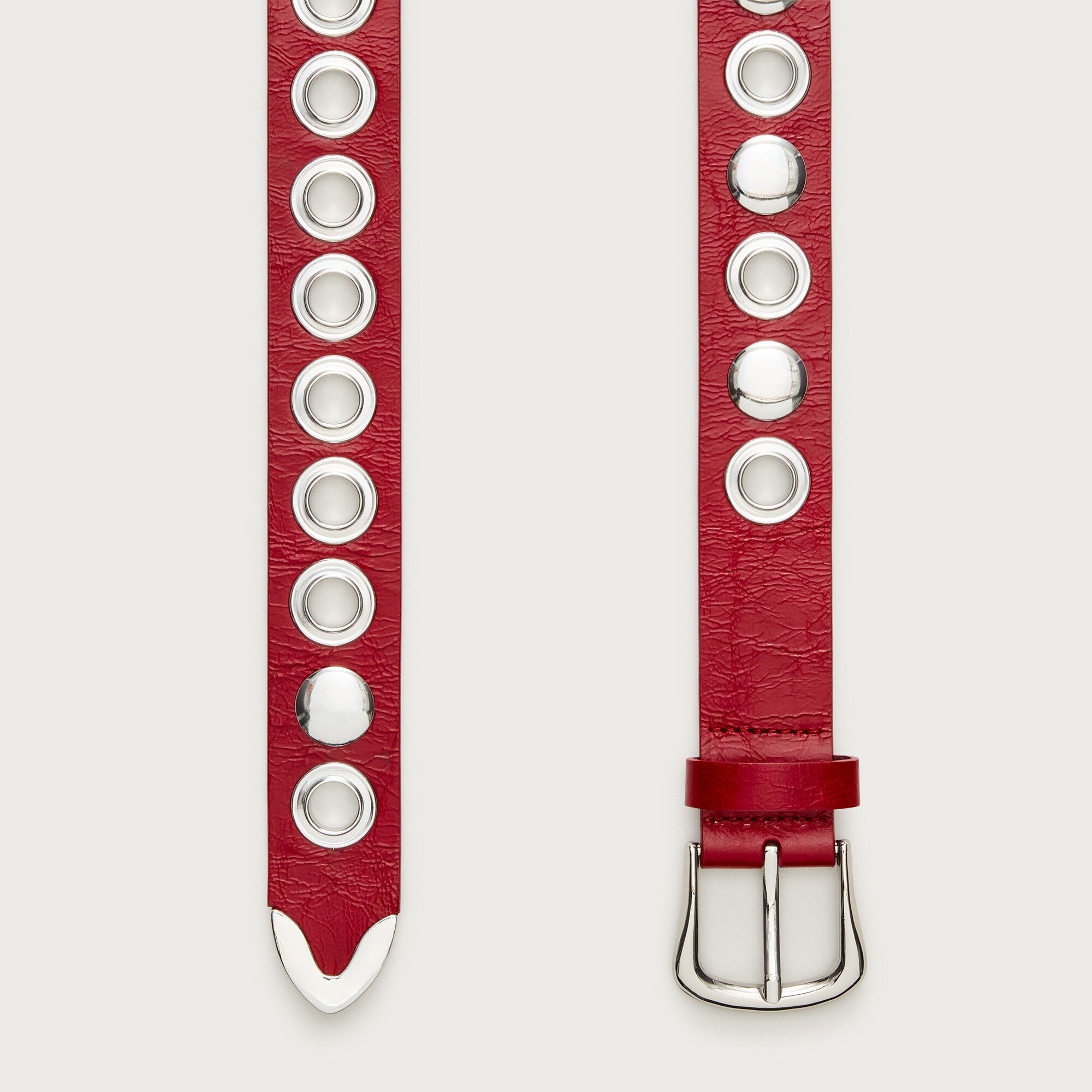 Grommet belt in Italian leather