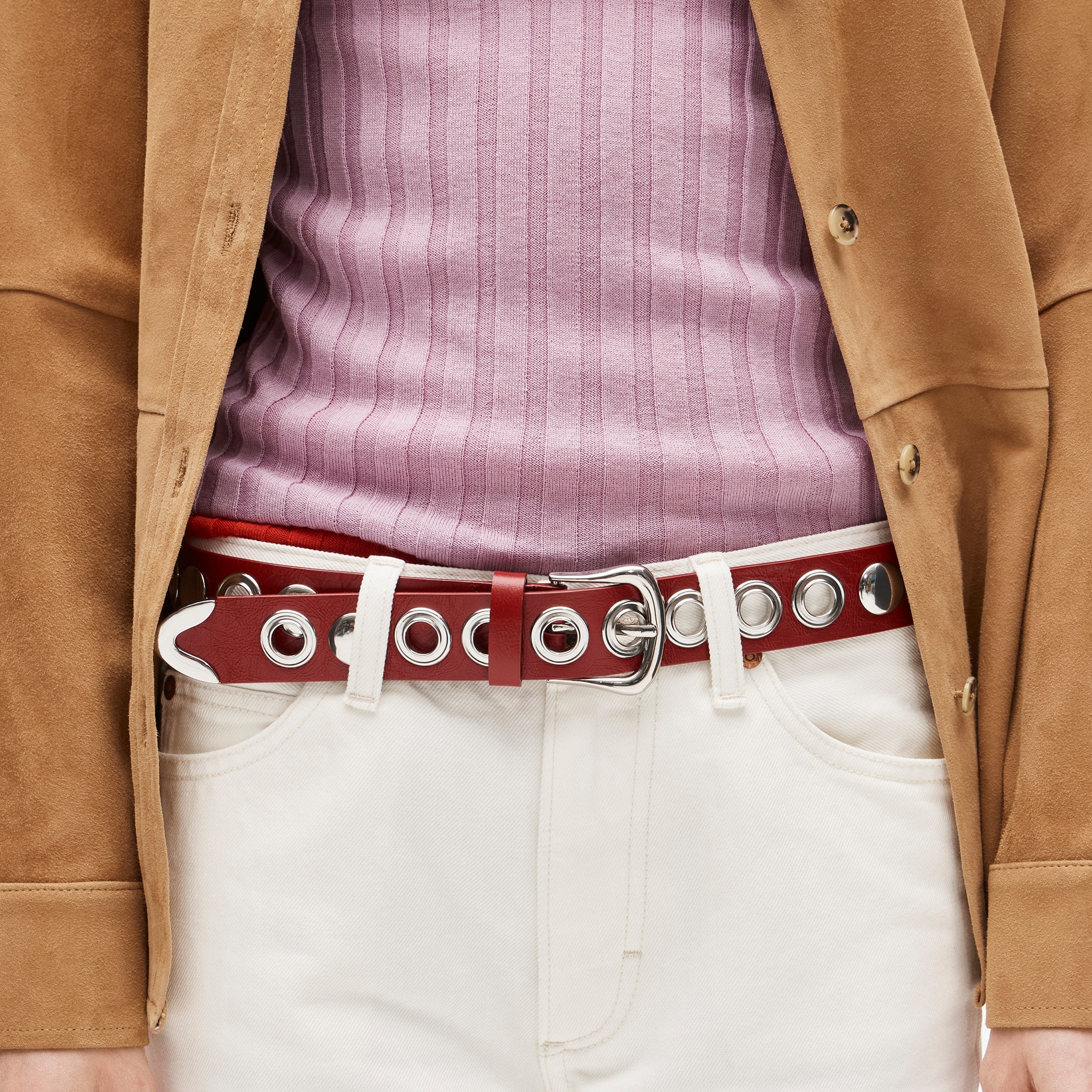 J.Crew coral pink metallic floral leather belt *shop@iamwarrior Woven Leather Belt For Women | Factory main image 4