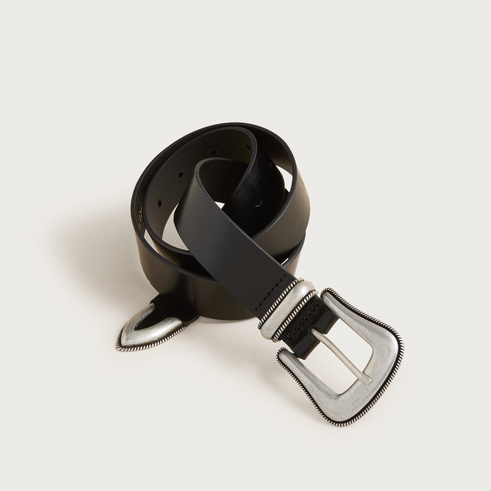 Western buckle belt in Italian leather