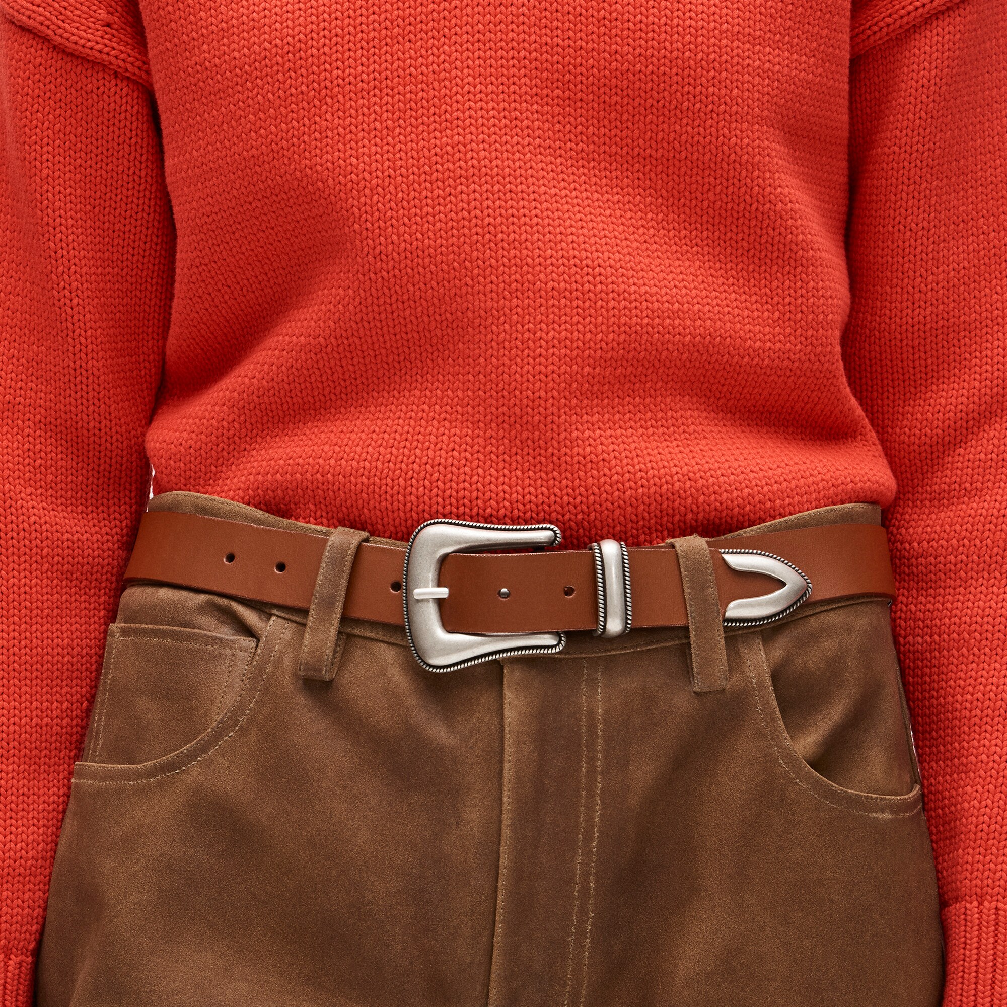 Western buckle belt in Italian leather