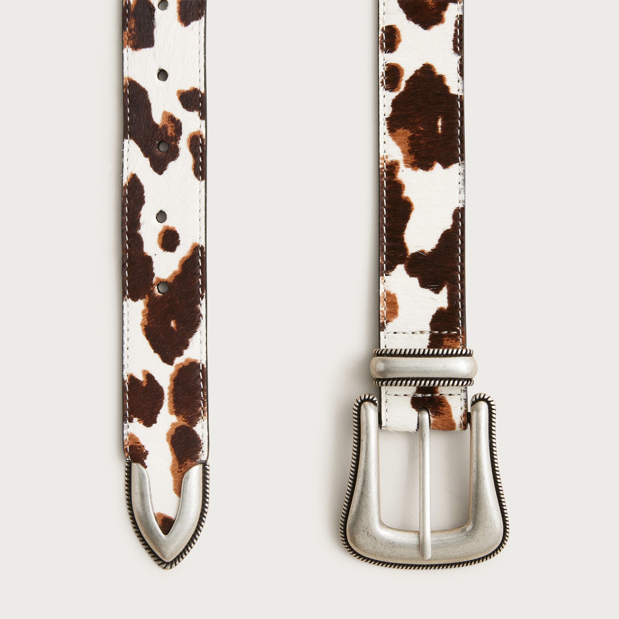Western buckle belt in printed calf hair