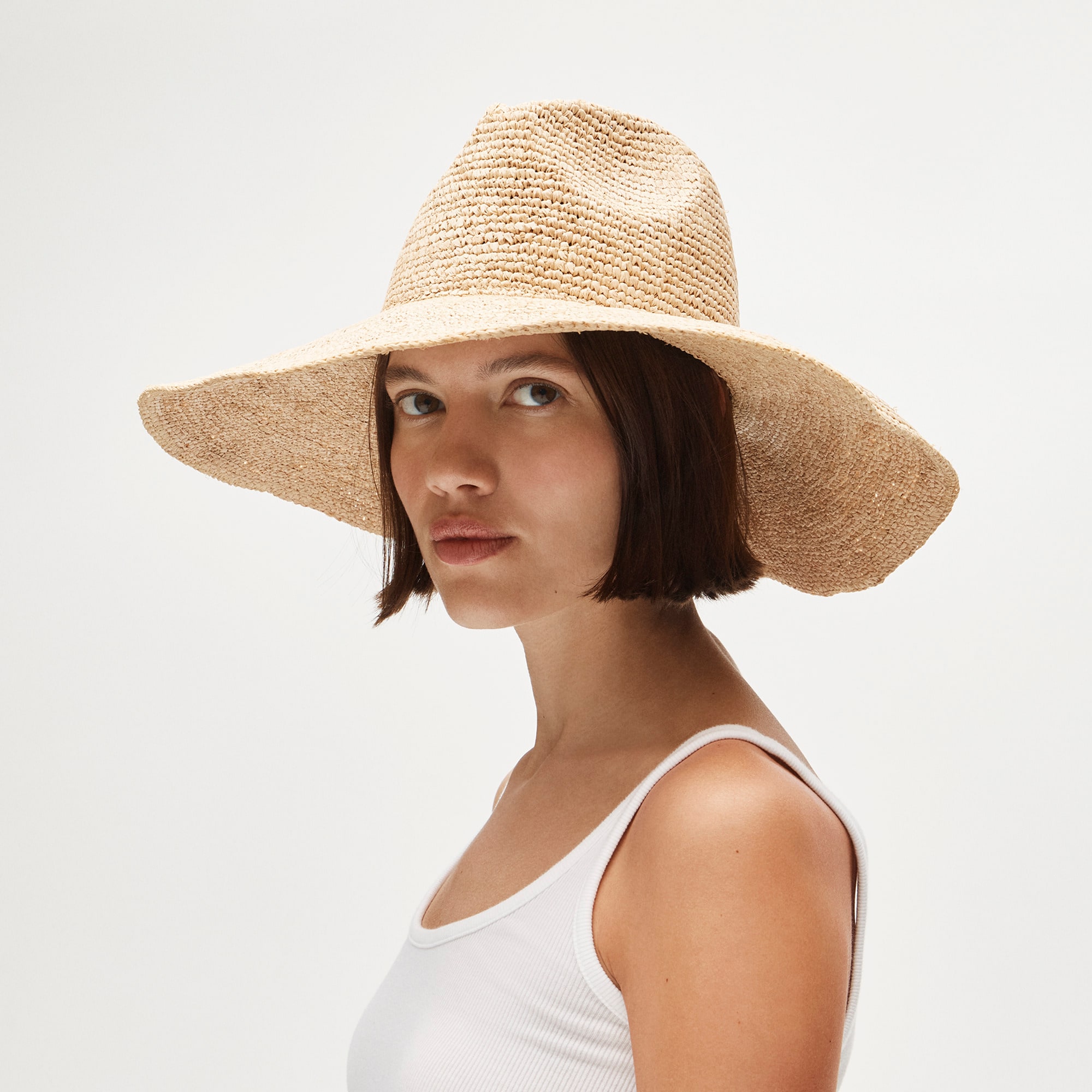 Raffia wide-brim cowboy hat