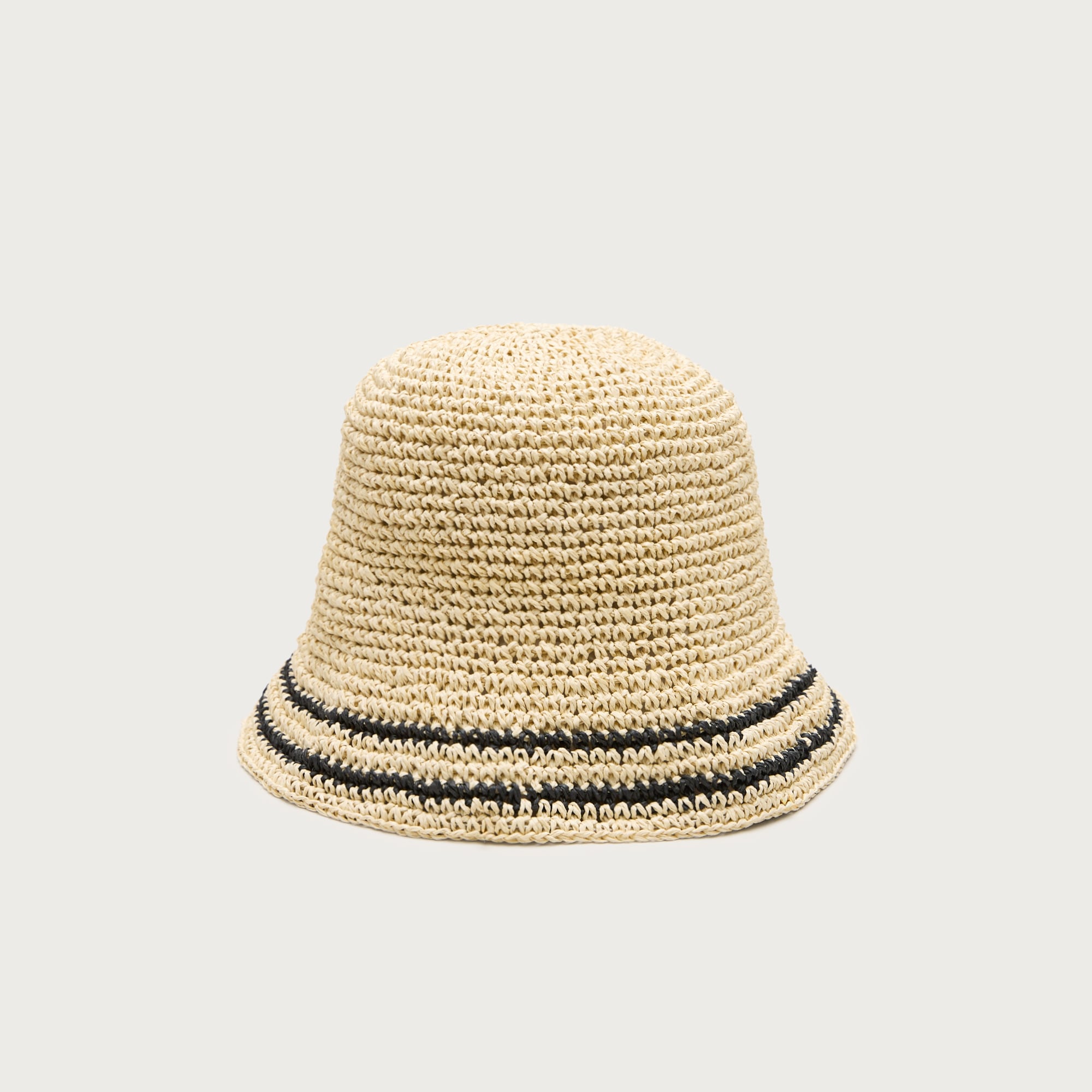 Straw bucket hat in stripe
