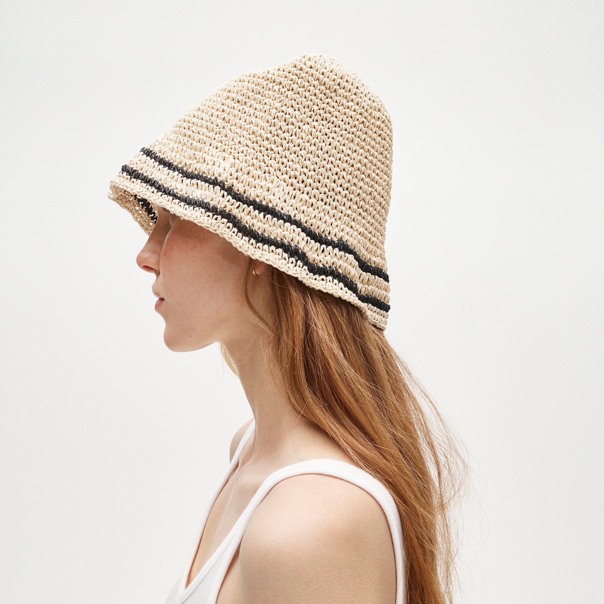 Straw Bucket Hat In Stripe For Women | J.Crew