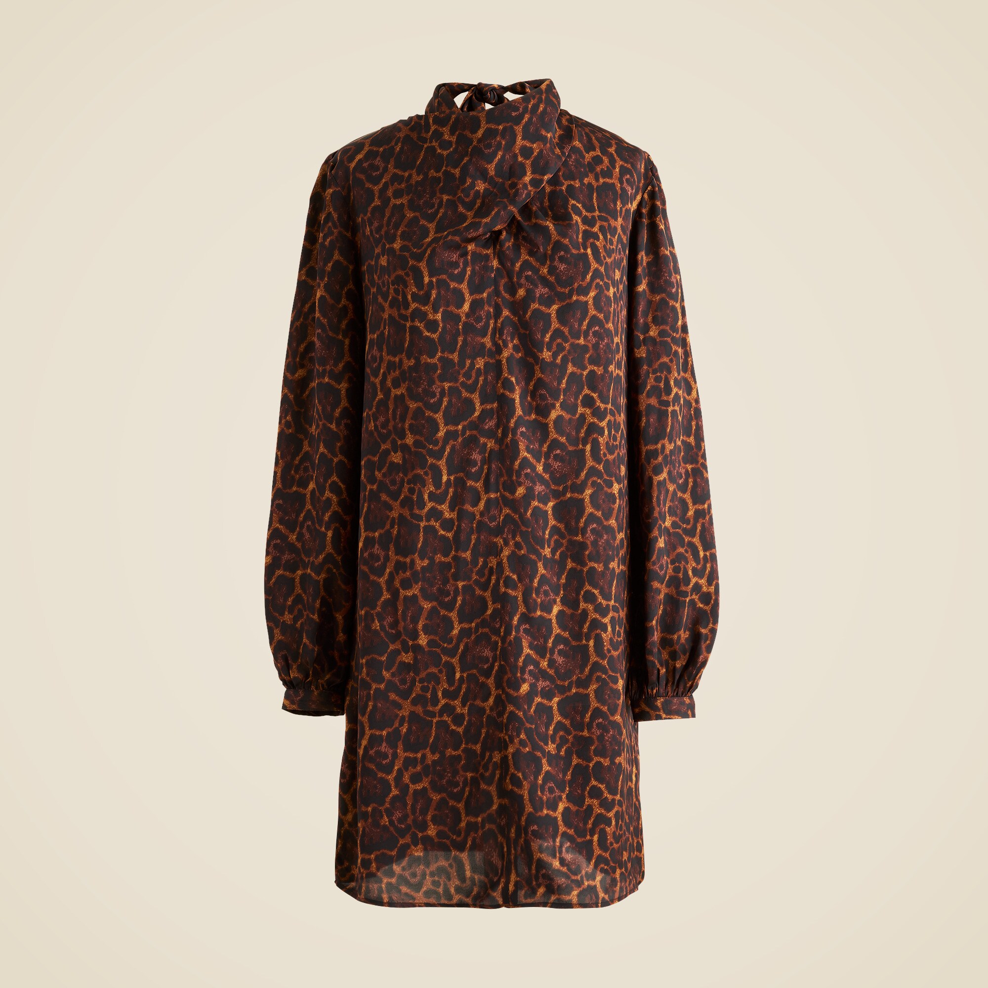  Scarf-neck shift dress in leopard print