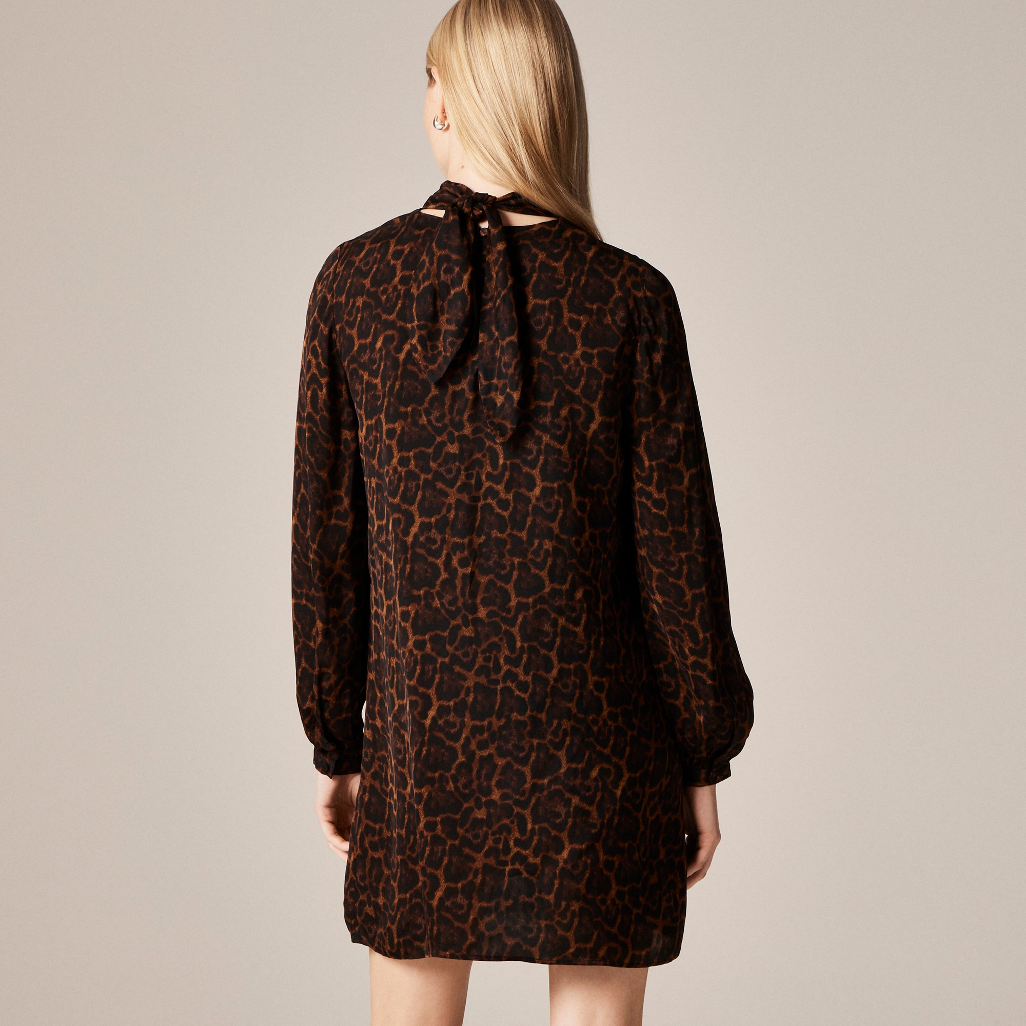 Scarf-neck shift dress in leopard print - image 4